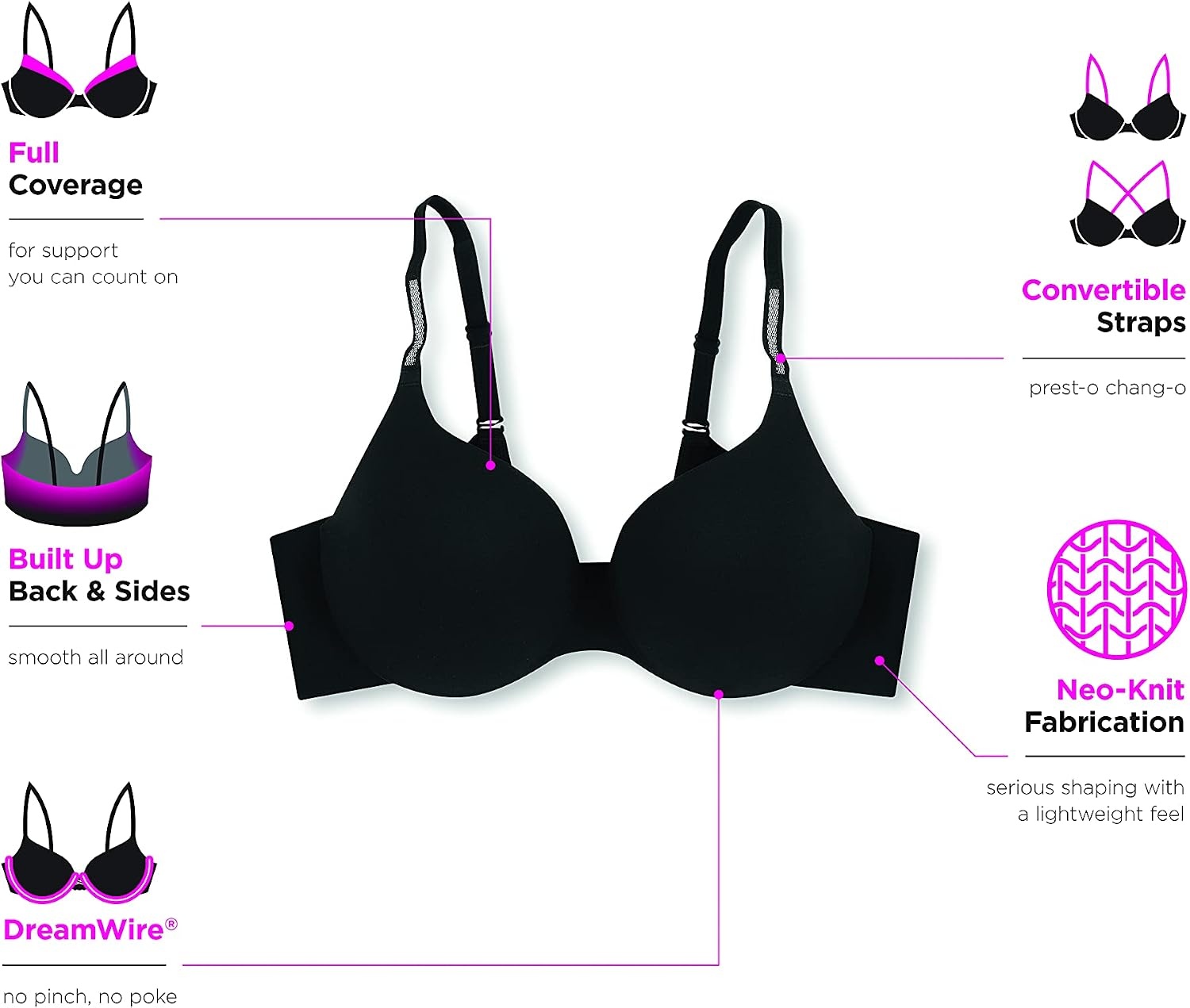 image:imageMaidenform Comfort Devotion Dreamwire Back Smoothing Underwire BraTrademark Floral Print Gloss