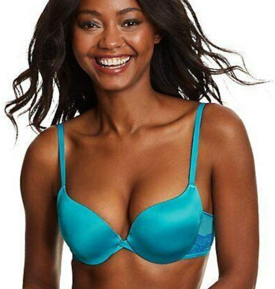 image:imageMaidenform Underwire Demi Bra Best PushUp Bra with Wonderbra Technology Smoothing LaceTrim Bra with PushUp CupsNew Chroma BlueRegal Navy
