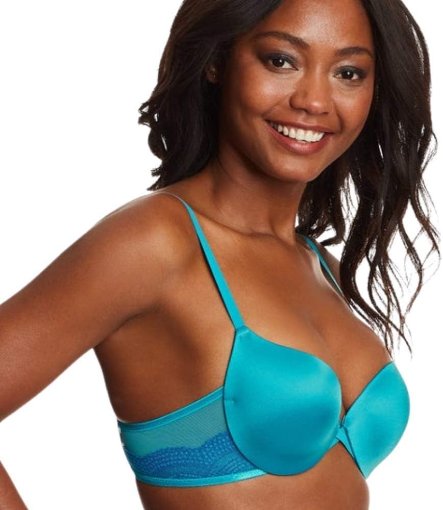 image:imageMaidenform Underwire Demi Bra Best PushUp Bra with Wonderbra Technology Smoothing LaceTrim Bra with PushUp CupsNew Chroma BlueRegal Navy