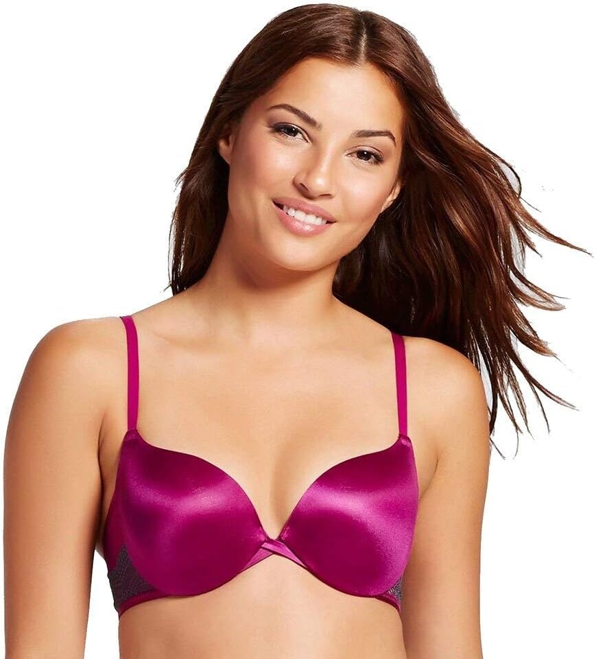 image:imageMaidenform Underwire Demi Bra Best PushUp Bra with Wonderbra Technology Smoothing LaceTrim Bra with PushUp CupsVenture PinkRising Smoke