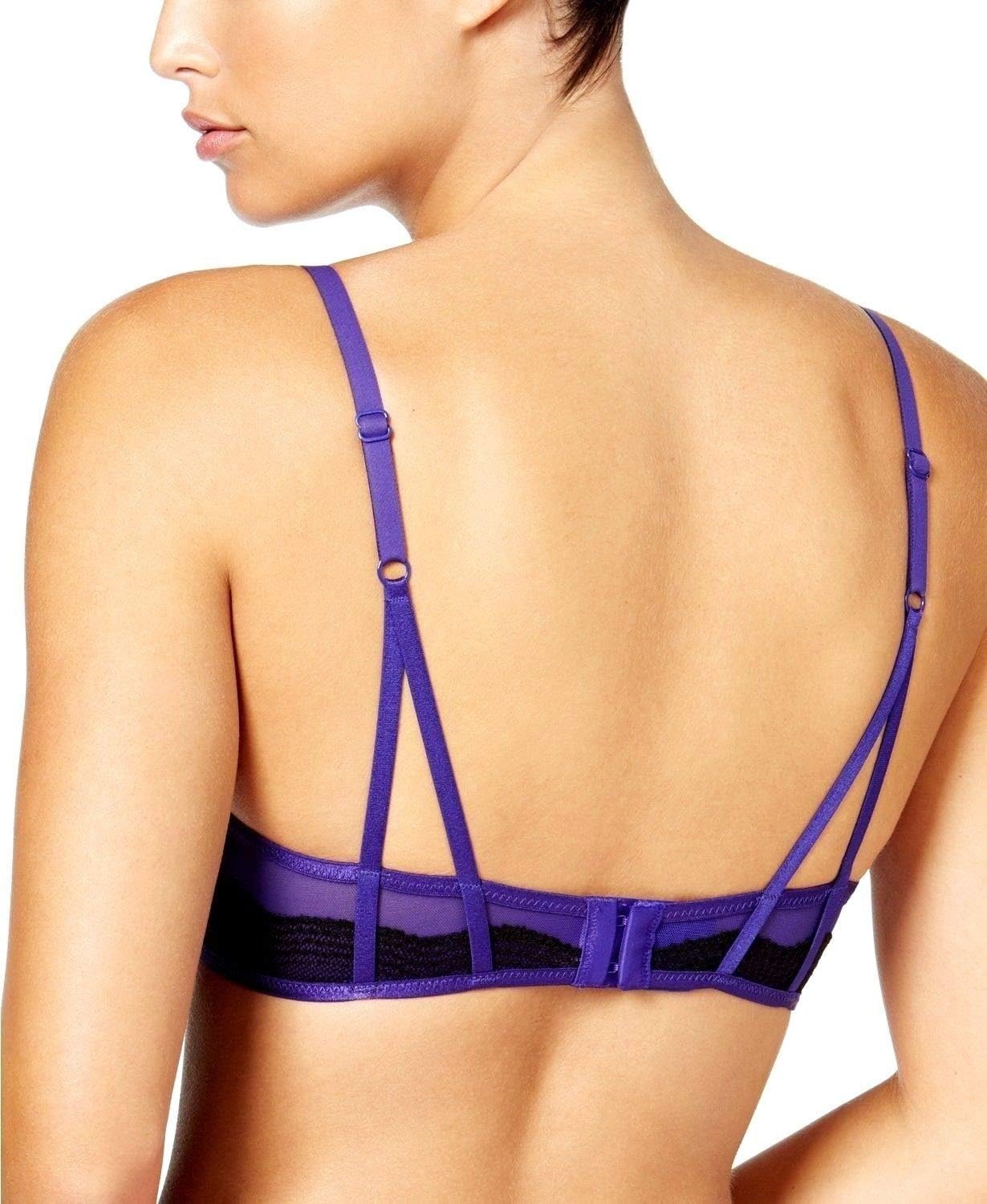 image:imageMaidenform Underwire Demi Bra Best PushUp Bra with Wonderbra Technology Smoothing LaceTrim Bra with PushUp CupsViolet PulseBlack Combo