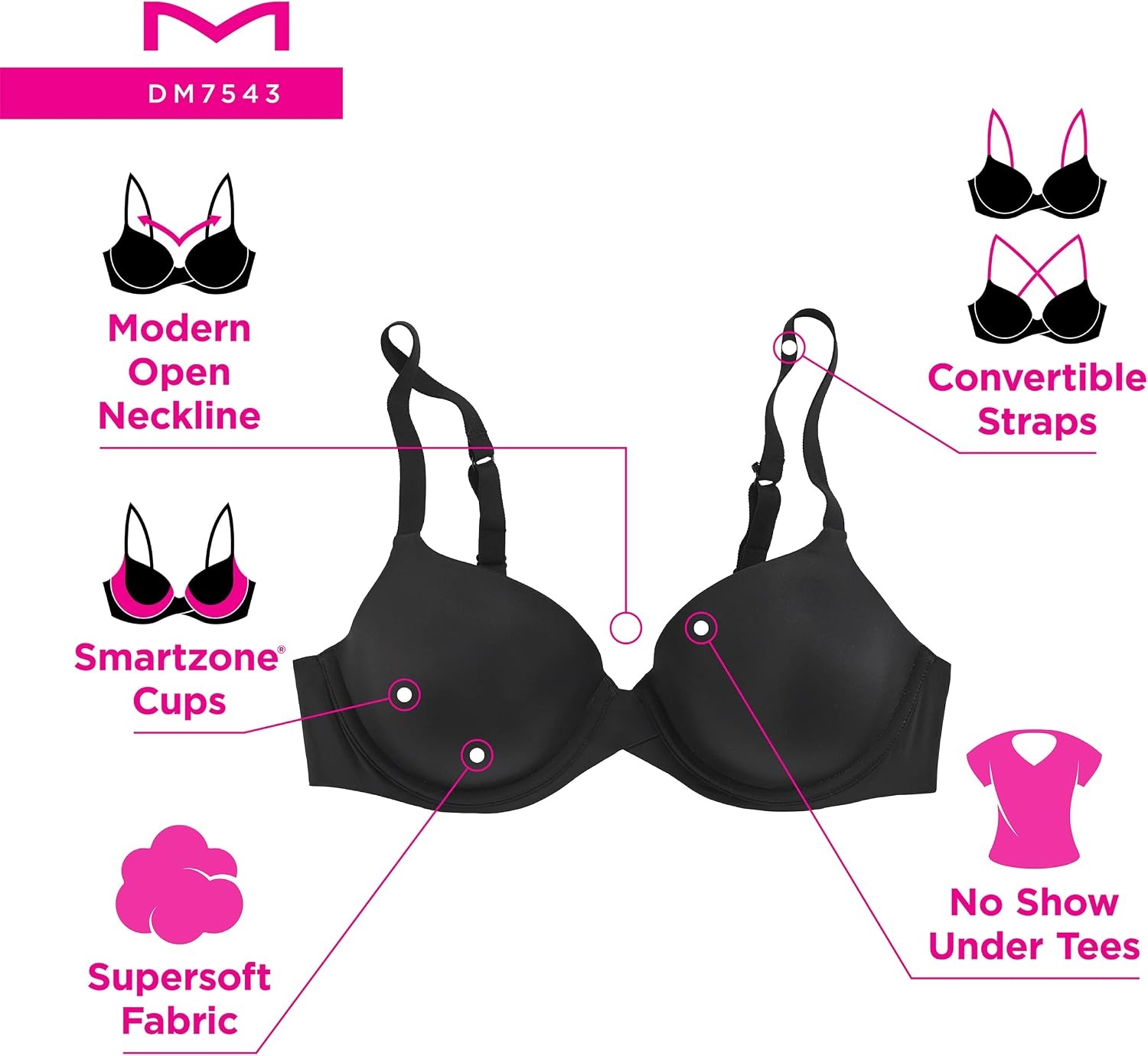 image:imageMaidenform Womens Demi Underwire Bra One Fab Fit Lightly Padded Bras for Women Convertible Straps PlusParis Nude