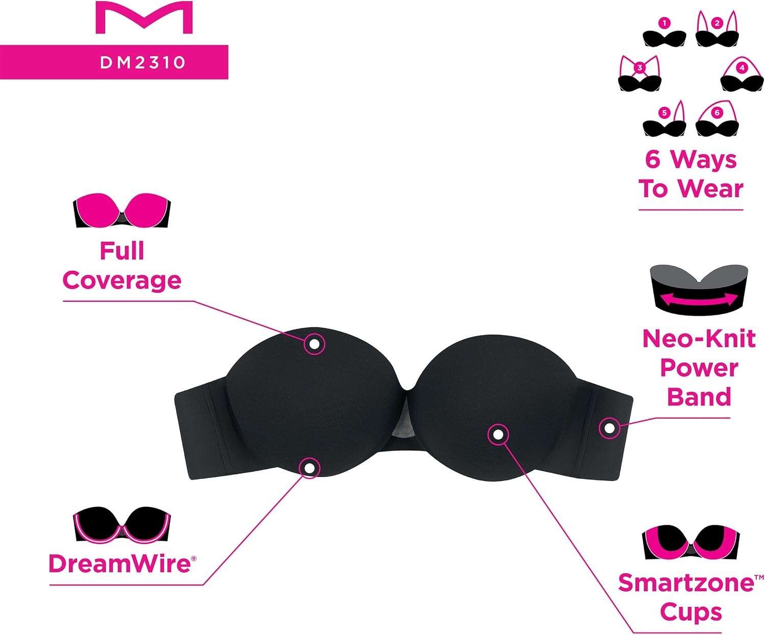 image:imageMaidenform Womens DreamWire MultiWay Underwire Bra Strapless 6Way Convertible BraAlmond