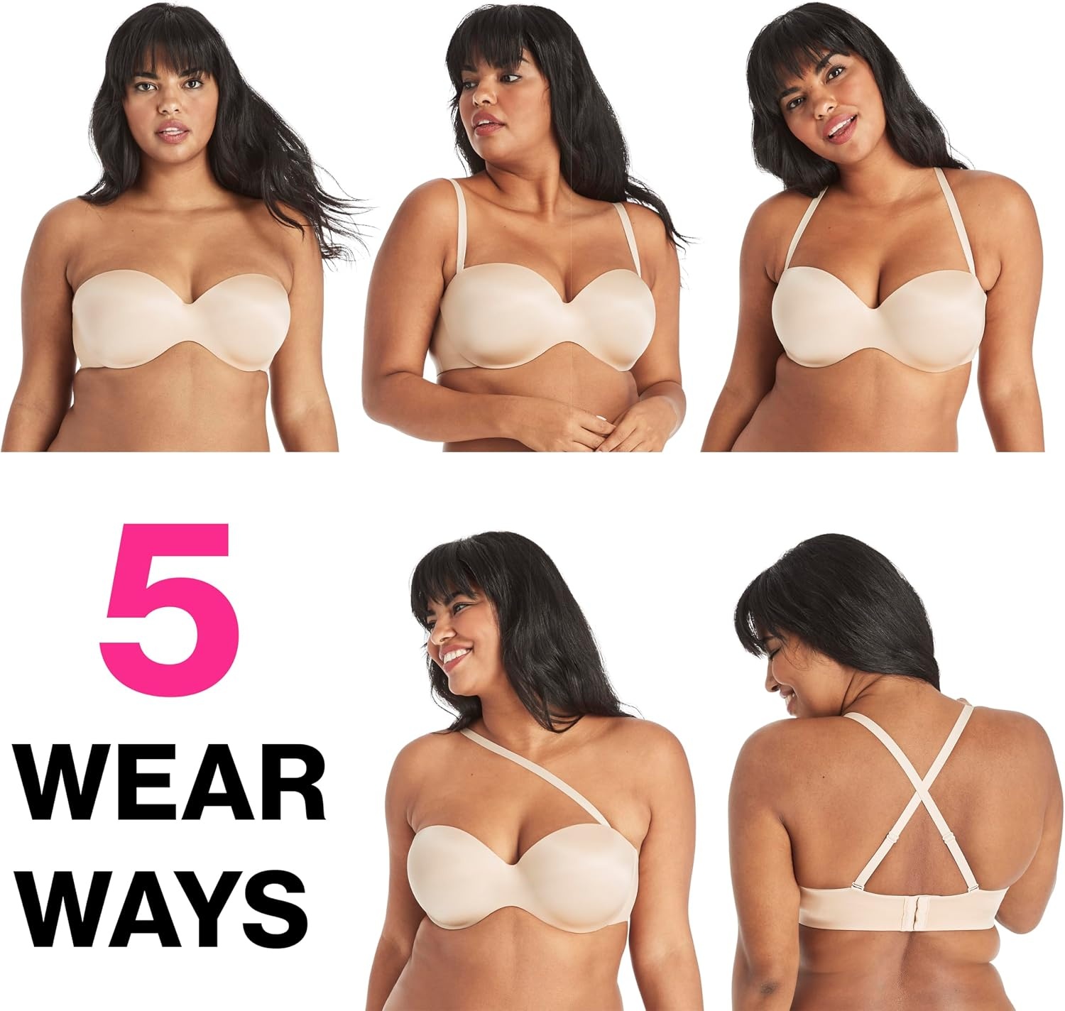 image:imageMaidenform Womens DreamWire MultiWay Underwire Bra Strapless 6Way Convertible BraBlack