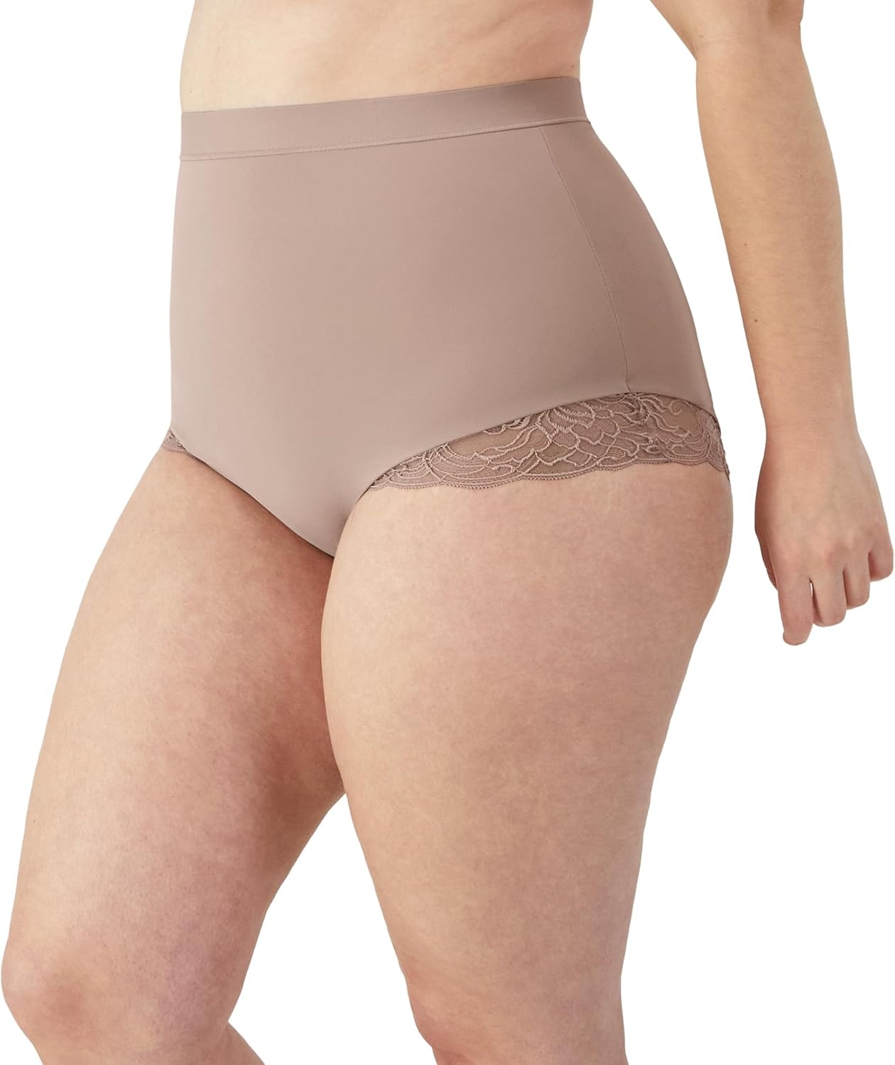image:imageMaidenform Womens Eco Lace Firm Control Shaping Brief Moisturewicking Midbrief ShapewearEvening Blush