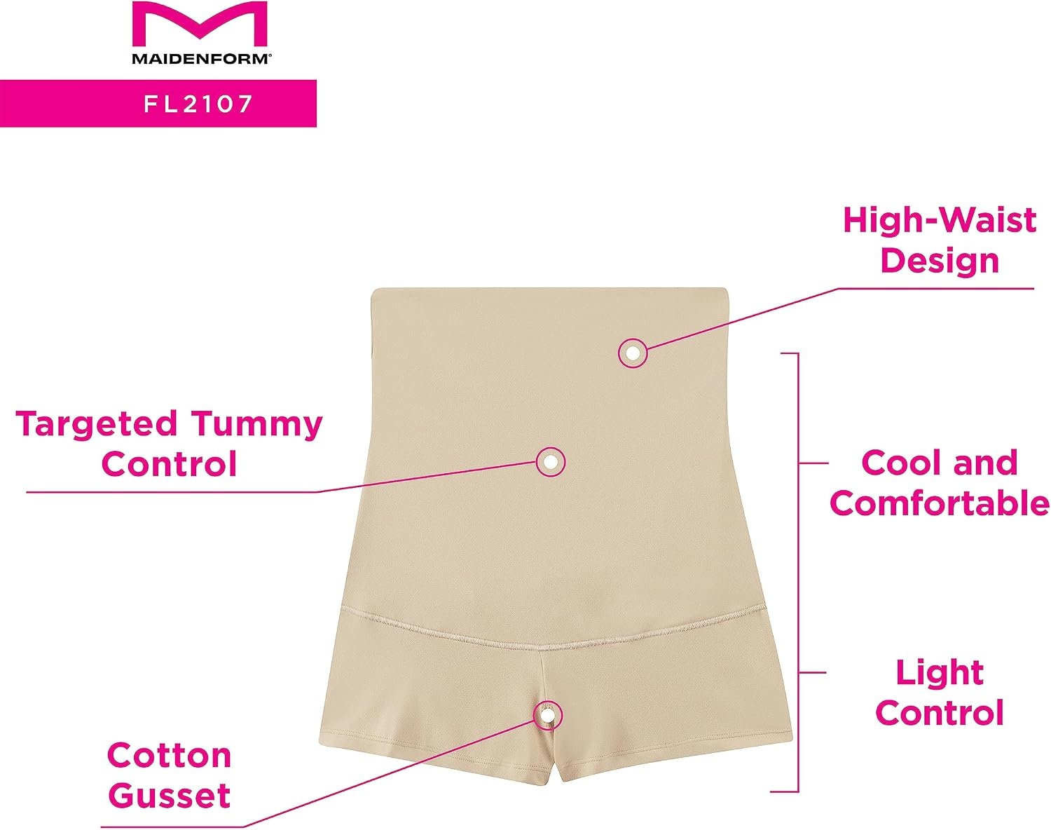 image:imageMaidenform Womens Firm Control HighWaist MoistureWicking Shapewear BoyshortsBlack