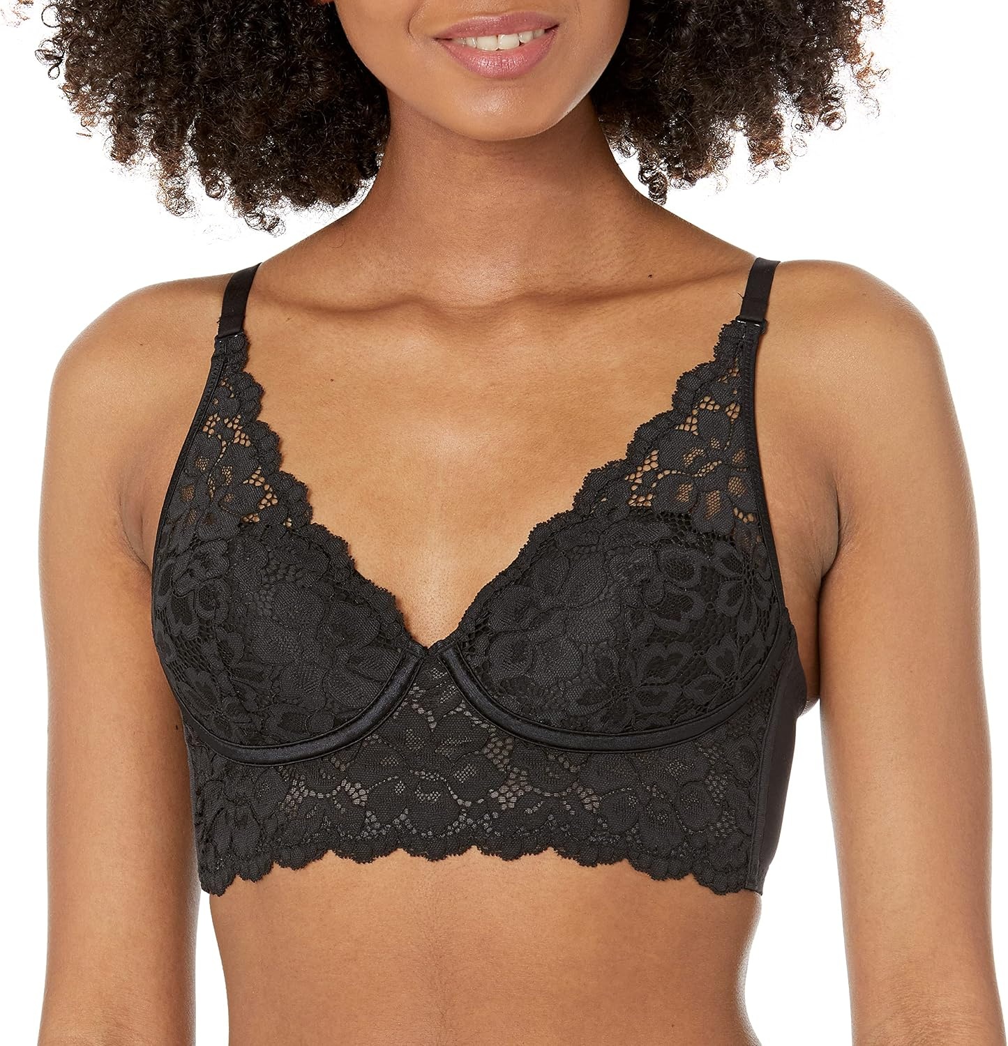 image:imageMaidenform Womens Lace Bralette Padded Longline Bralettes Convertible Wireless Bras for Women PlusBlack