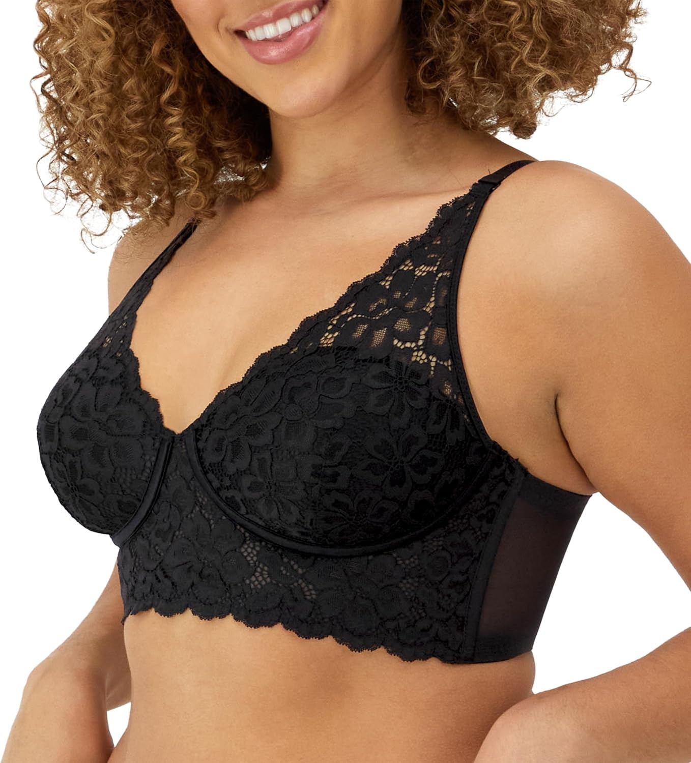 image:imageMaidenform Womens Lace Bralette Padded Longline Bralettes Convertible Wireless Bras for Women PlusBlack