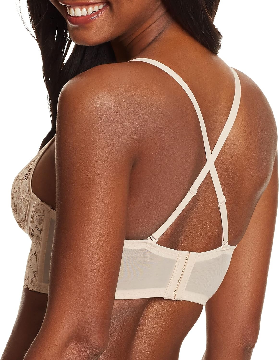 image:imageMaidenform Womens Lace Bralette Padded Longline Bralettes Convertible Wireless Bras for Women PlusParis Nude