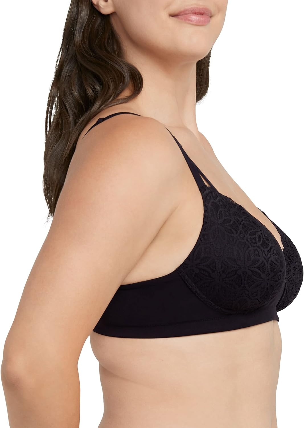 image:imageMaidenform Womens M Soft Support Wireless Bralette Soft Convertible Bra with LaceBlack