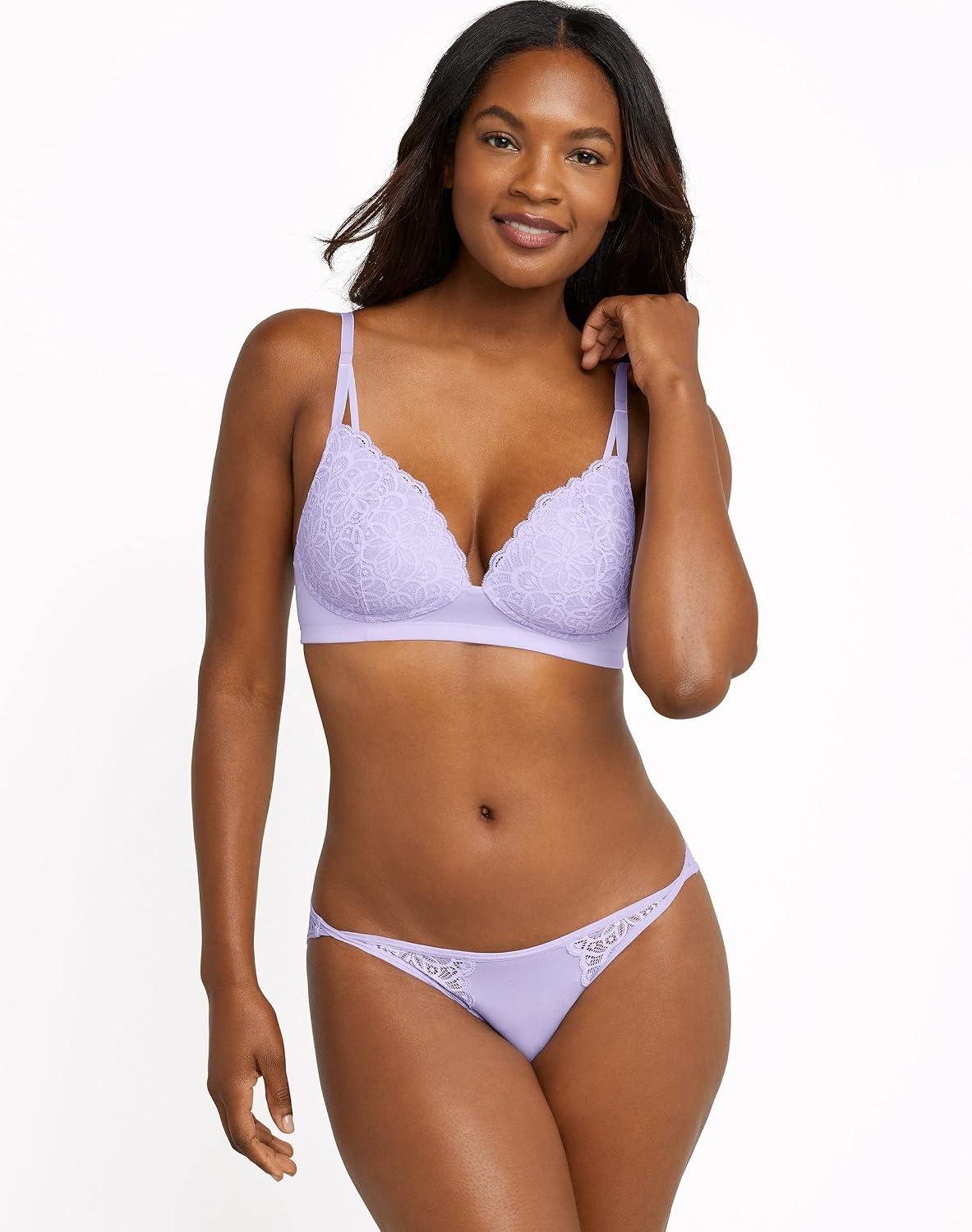image:imageMaidenform Womens M Soft Support Wireless Bralette Soft Convertible Bra with LaceCoral Zest