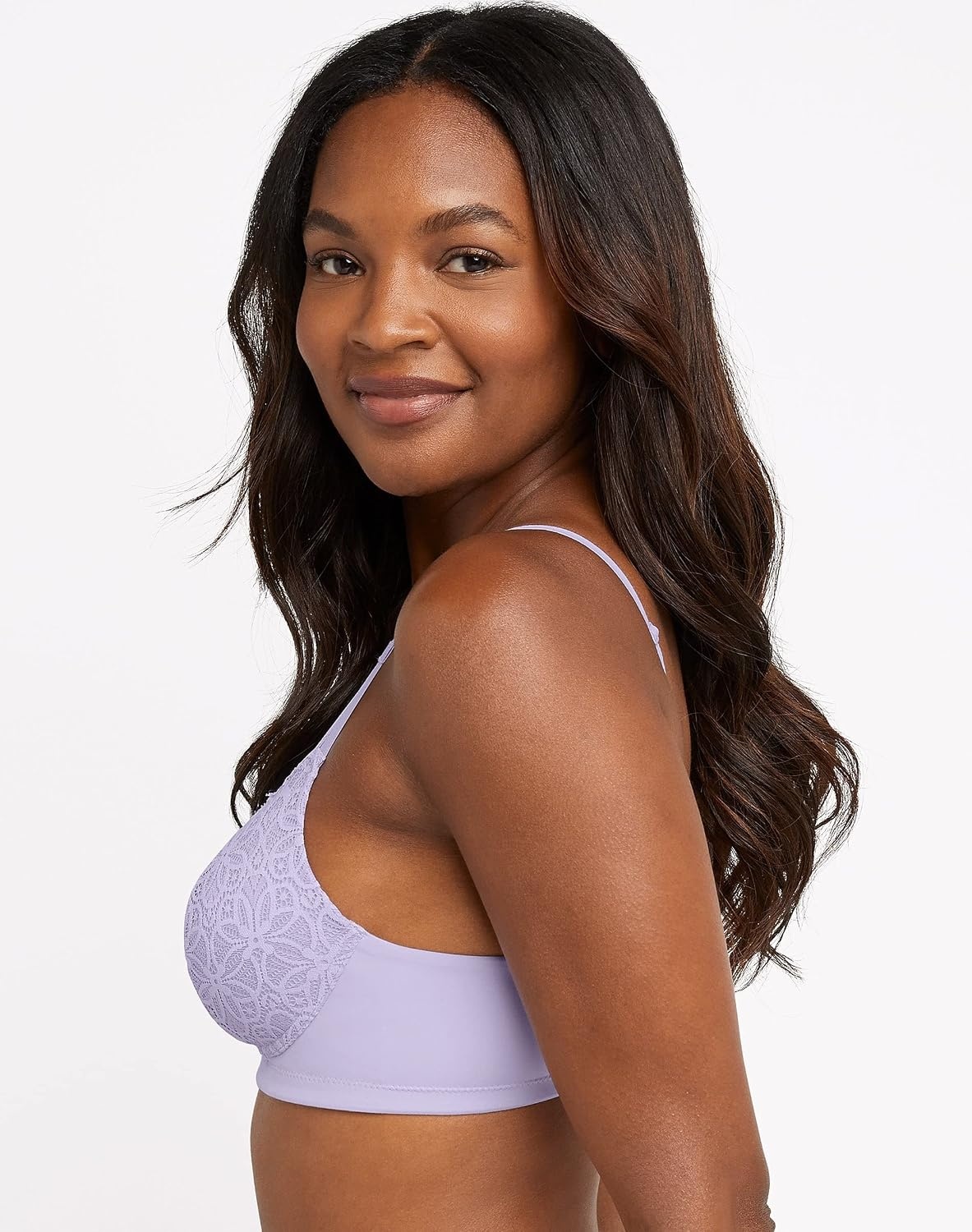 image:imageMaidenform Womens M Soft Support Wireless Bralette Soft Convertible Bra with LaceCoral Zest