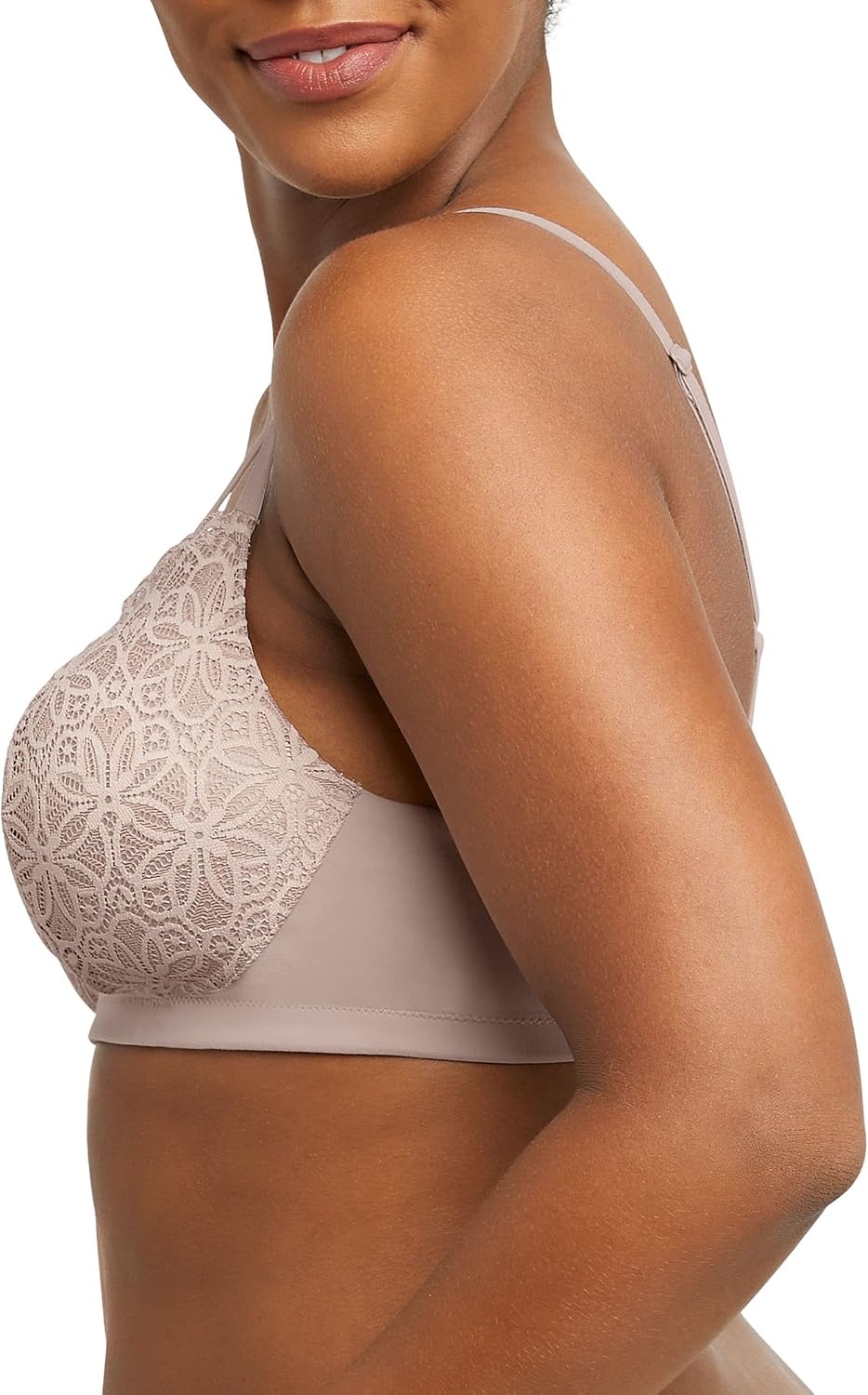 image:imageMaidenform Womens M Soft Support Wireless Bralette Soft Convertible Bra with LaceEvening Blush