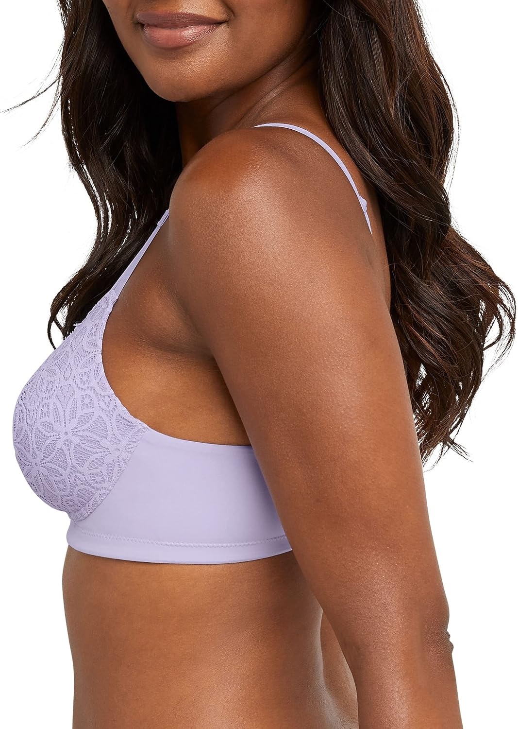 image:imageMaidenform Womens M Soft Support Wireless Bralette Soft Convertible Bra with LaceMisty Lilac