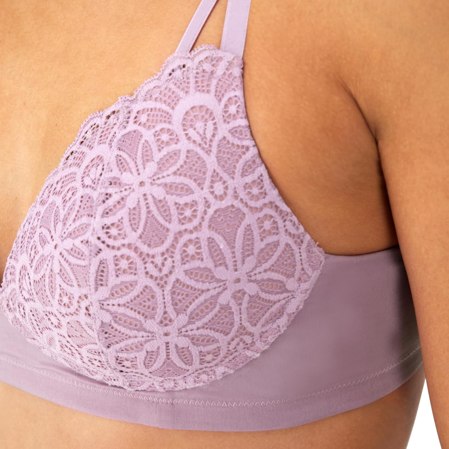 image:imageMaidenform Womens M Soft Support Wireless Bralette Soft Convertible Bra with LaceSojourn Lilac