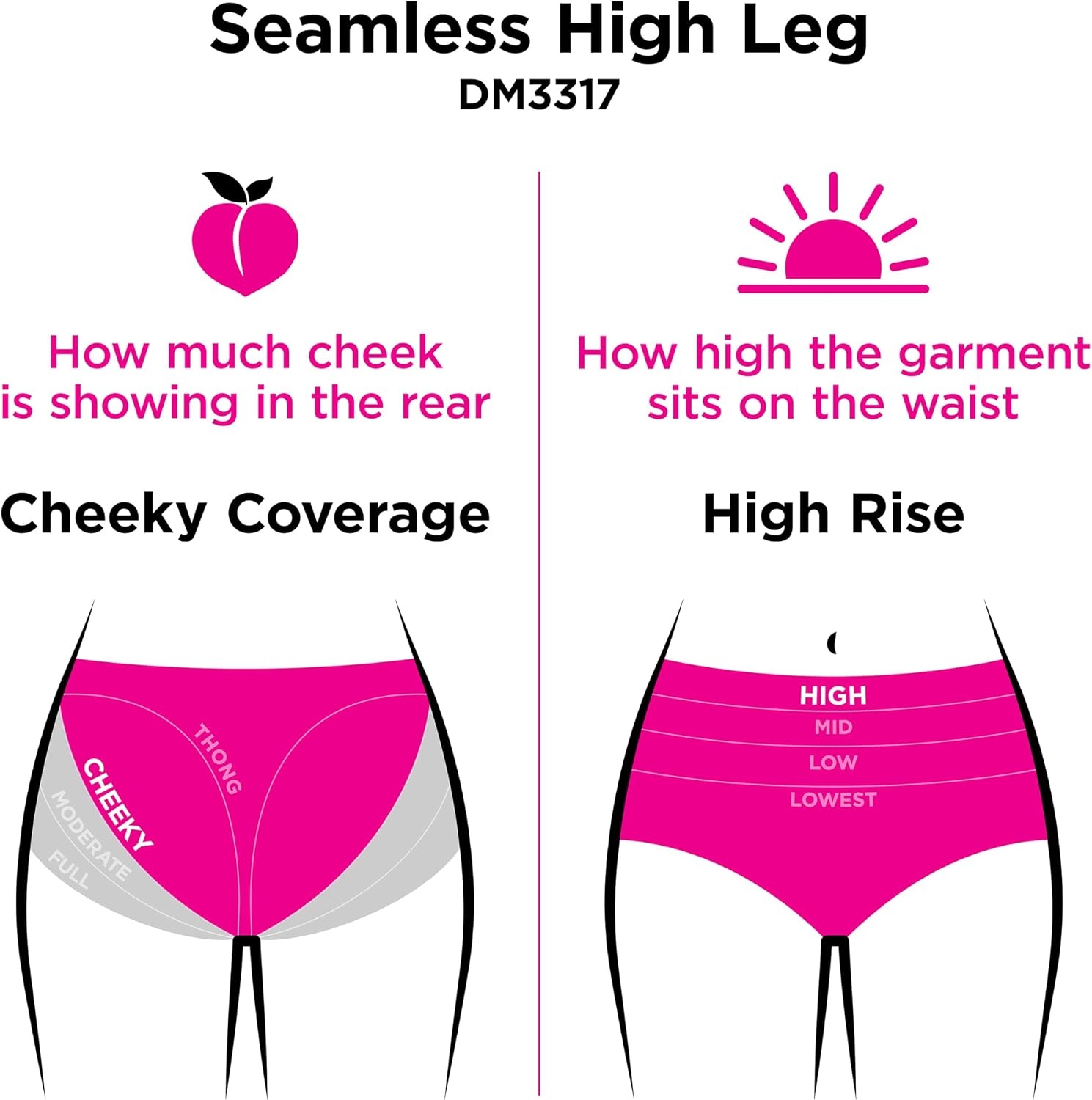 image:imageMaidenform Womens M Underwear Seamless HiCut Bikini Panties HighLeg Underwear for Women 3PackBlackBlackBlack