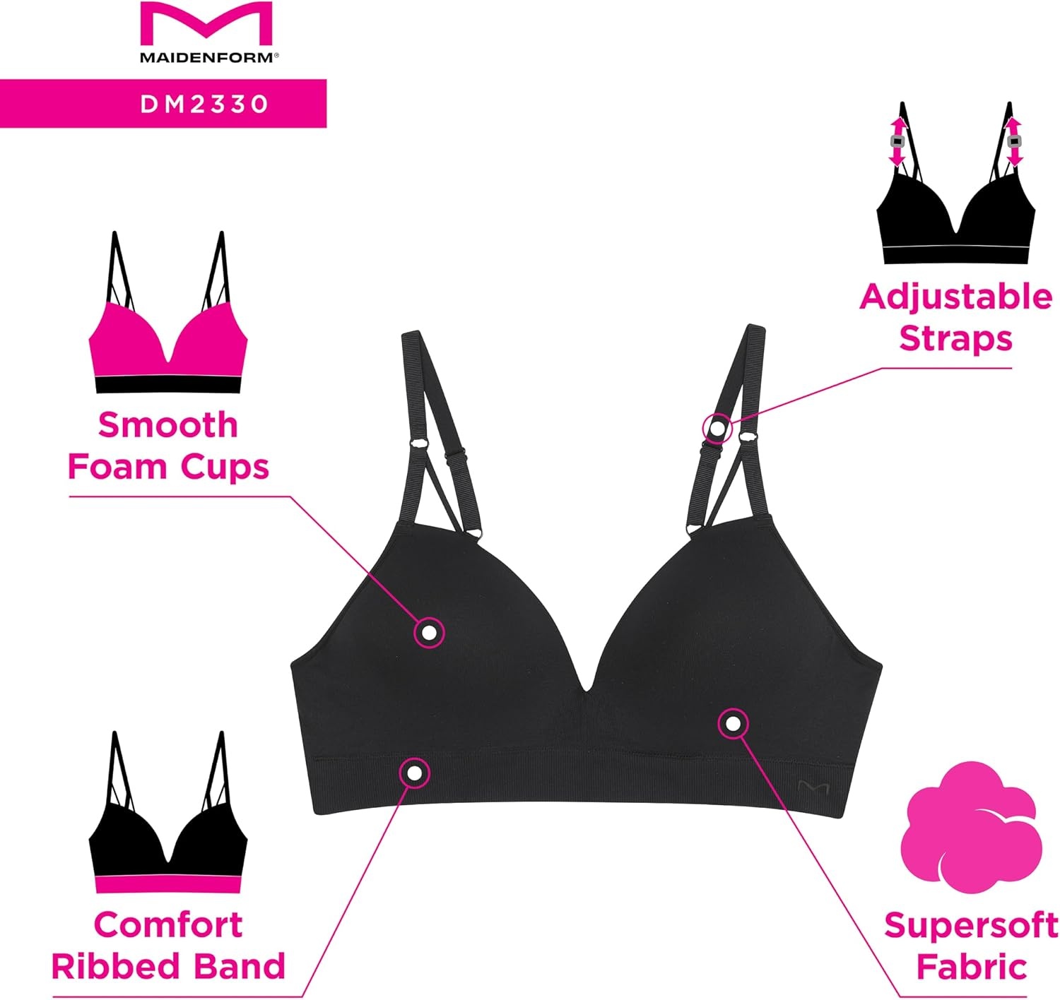 image:imageMaidenform Womens M Wireless Bra Seamless Foam Bra Wireless Bra with Sweetheart NecklineBronzed Chestnut
