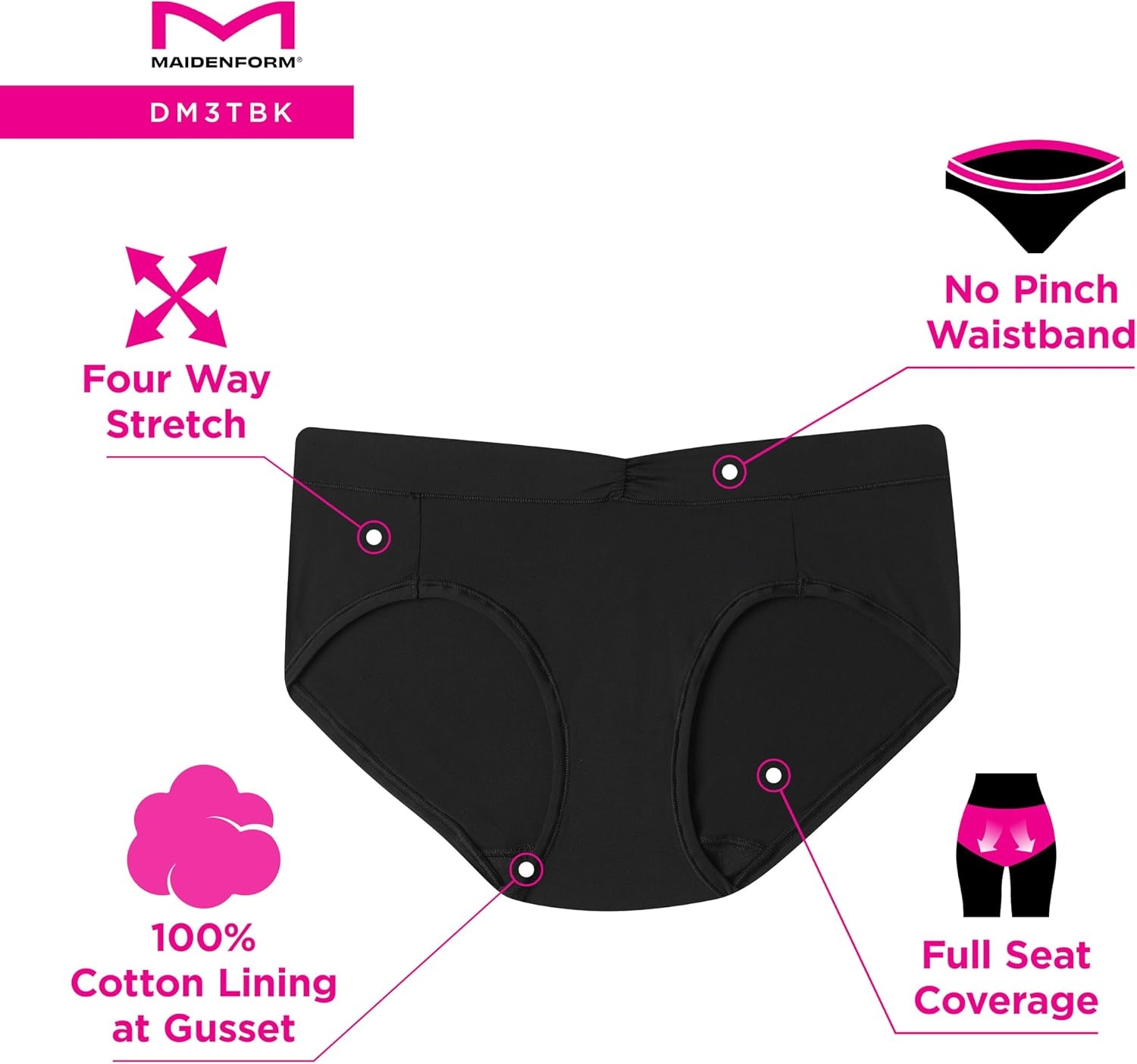image:imageMaidenform Womens Microfiber Bikini Underwear Midrise Bikini Panties 3packAlmondEvening BlushPretty Blush
