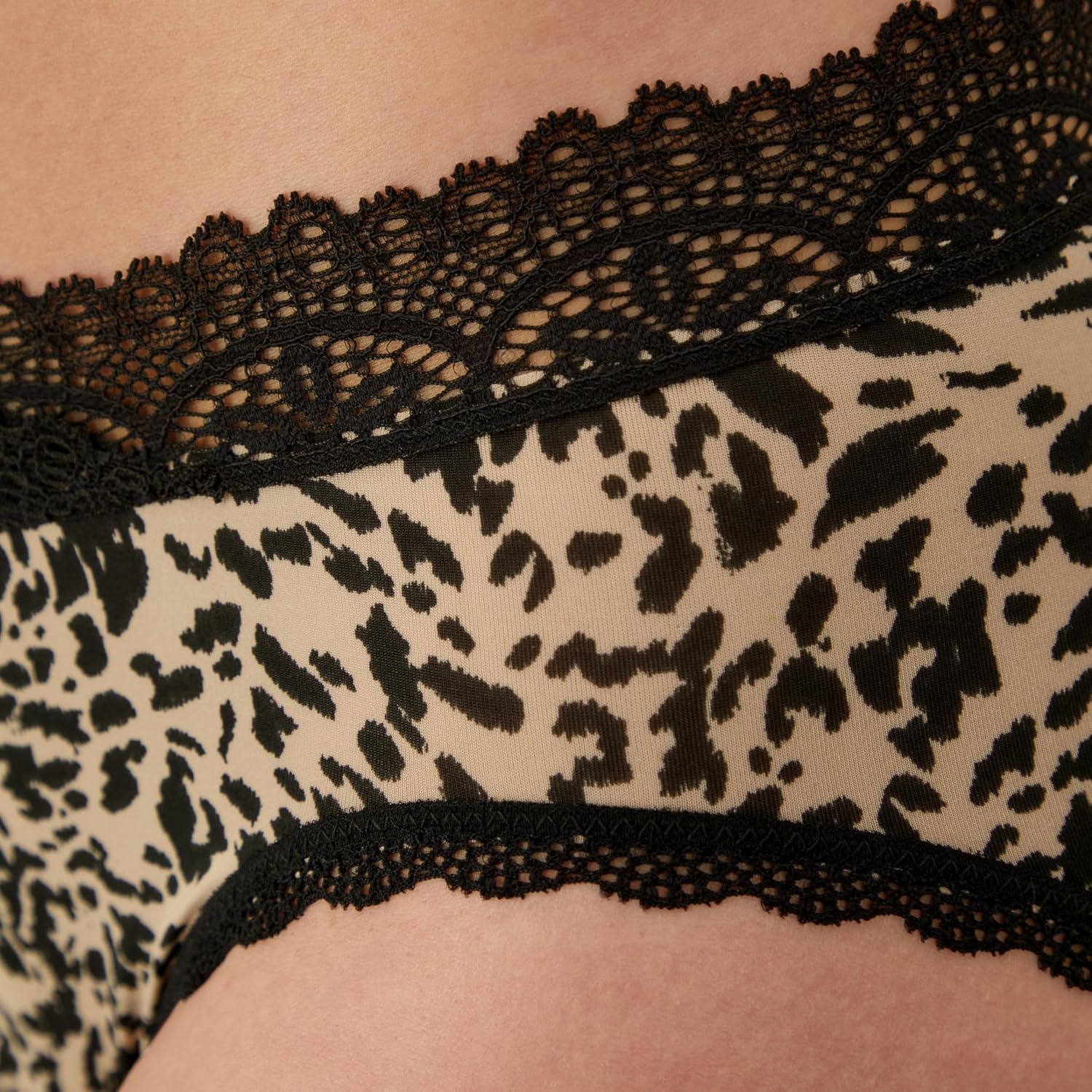 image:imageMaidenform Womens Microfiber Bikini Underwear Midrise Bikini Panties 3packJust Brown LaceBlack LaceBlack Animal Print
