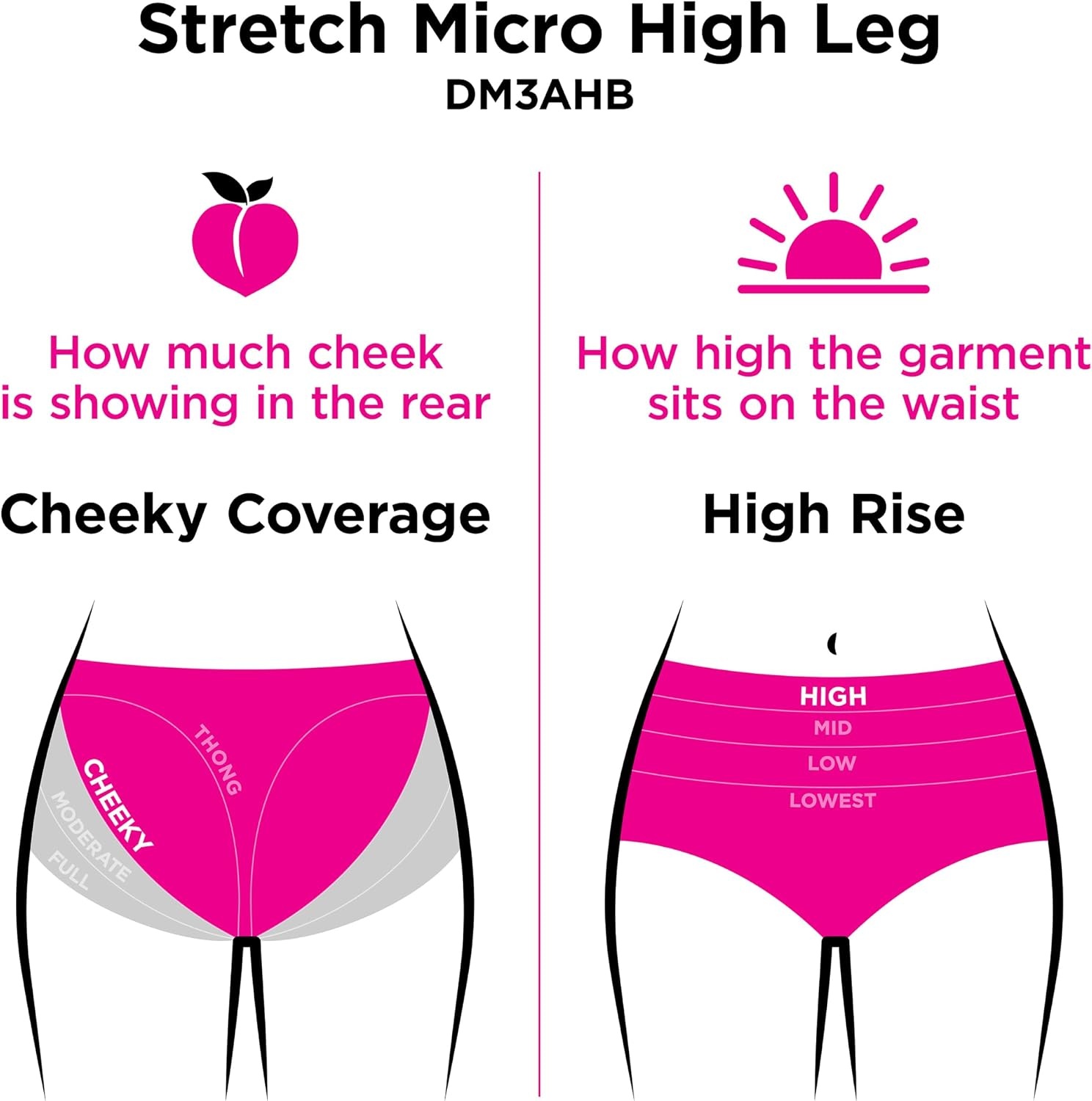 image:imageMaidenform Womens Microfiber High Leg Underwear Highrise Tailored High Leg Panties 3packBlackBlackBlack Moon Dot Print