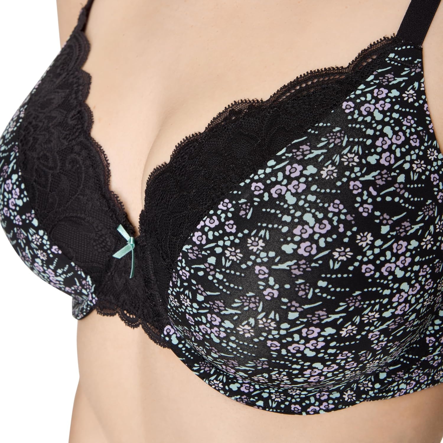 image:imageMaidenform Womens Padded Underwire Bra Full Coverage TShirt Bras for Women Convertible Seamless PlusBlack Ditsy Drama Prt
