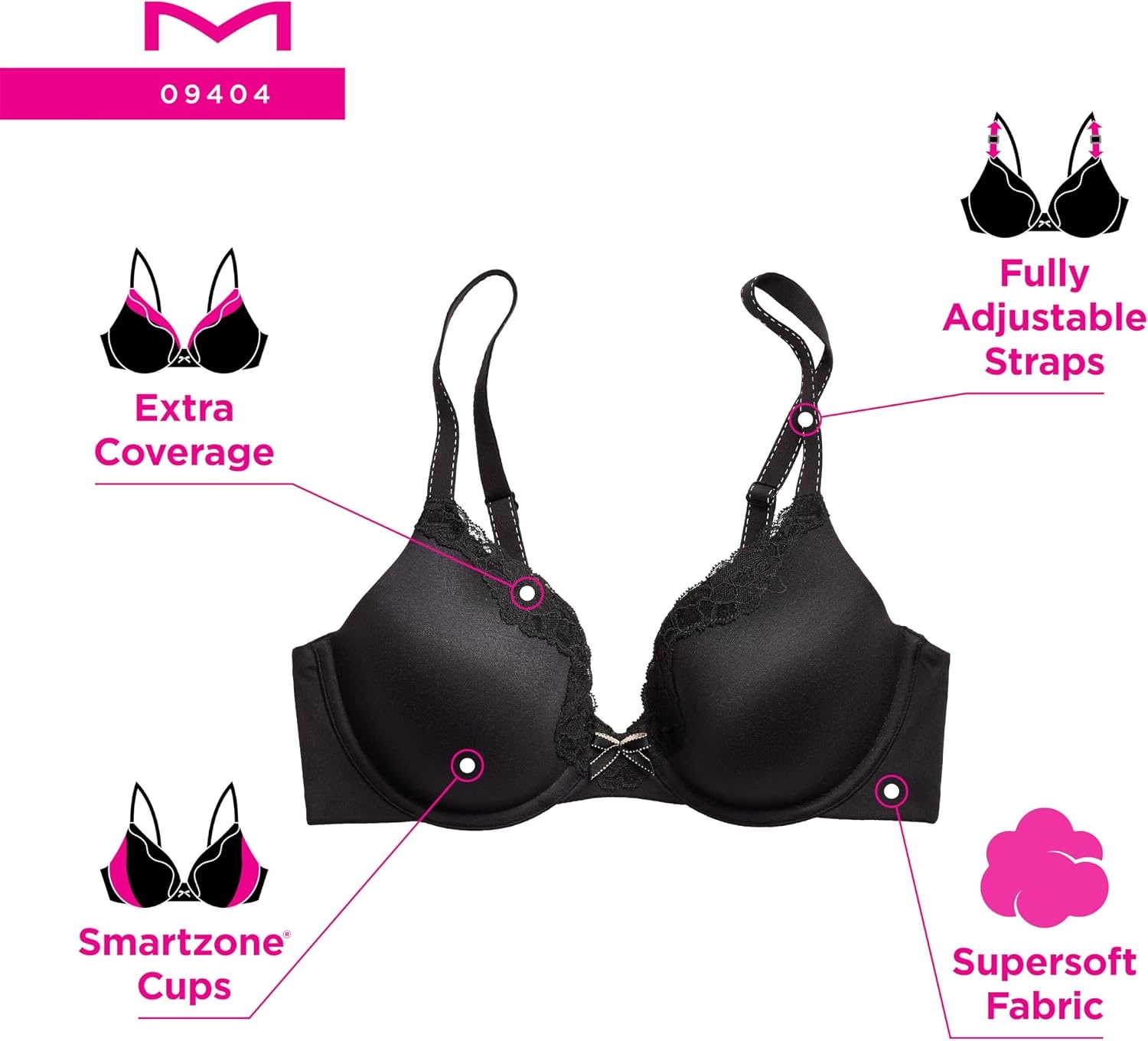 image:imageMaidenform Womens Padded Underwire Bra Full Coverage TShirt Bras for Women Convertible Seamless PlusEvening Blush Bloom Lace