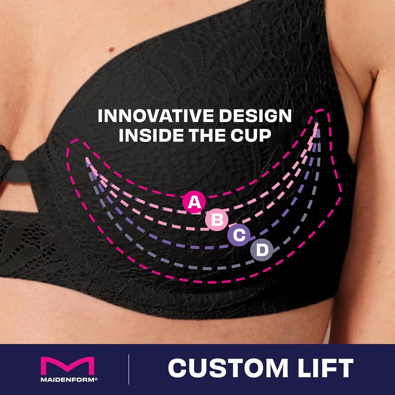 image:imageMaidenform Womens PushUp Bra with Custom Lift One Underwire Bras for Women Convertible PlusBeige Bisque Lace