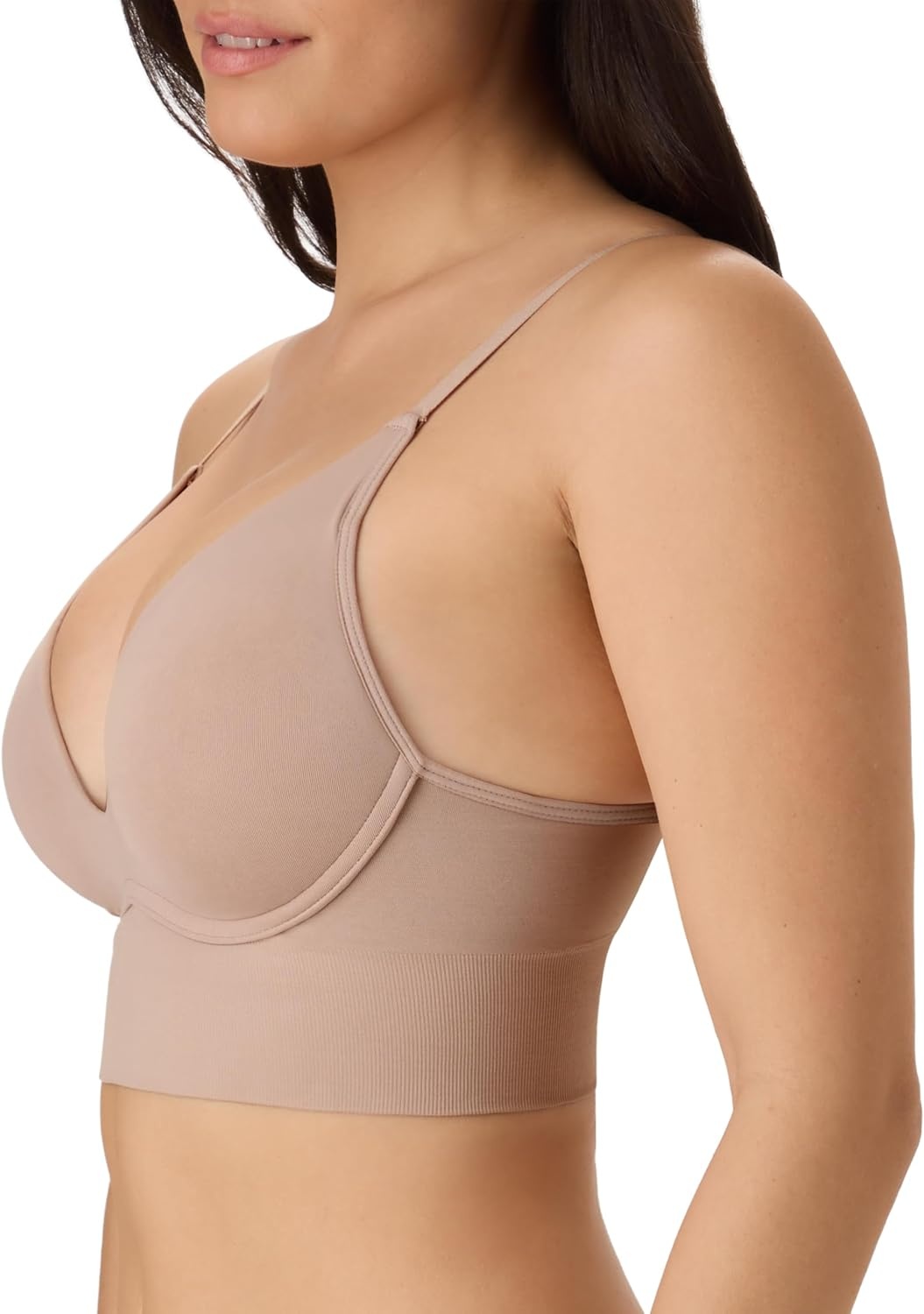 image:imageMaidenform Womens Pushup Bra M Seamless Lift Longline Bralettes Bras for Women Seamless Convertible Plus Sizes TooEvening Blush