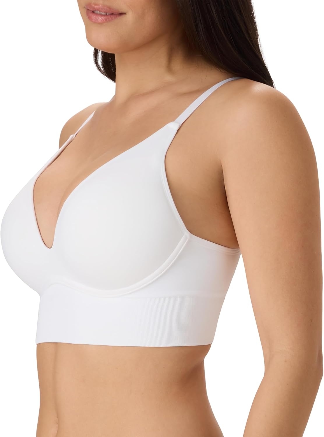 image:imageMaidenform Womens Pushup Bra M Seamless Lift Longline Bralettes Bras for Women Seamless Convertible Plus Sizes TooWhite