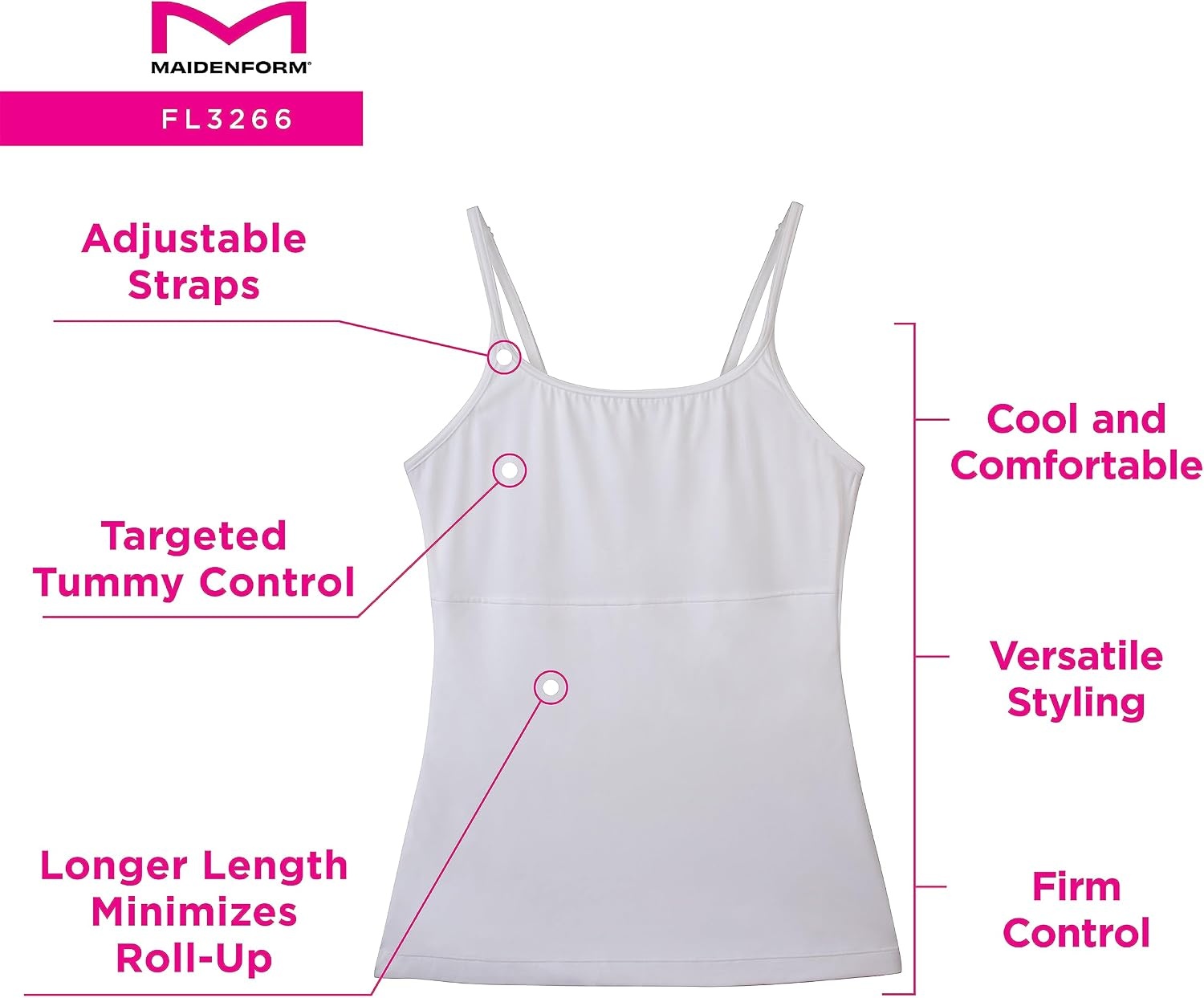 image:imageMaidenform Womens Shapewear Cami Tank Top Tummy Control Shapewear for Women Backsmoothing Fajas Cami Plus Size TooLatte Lift
