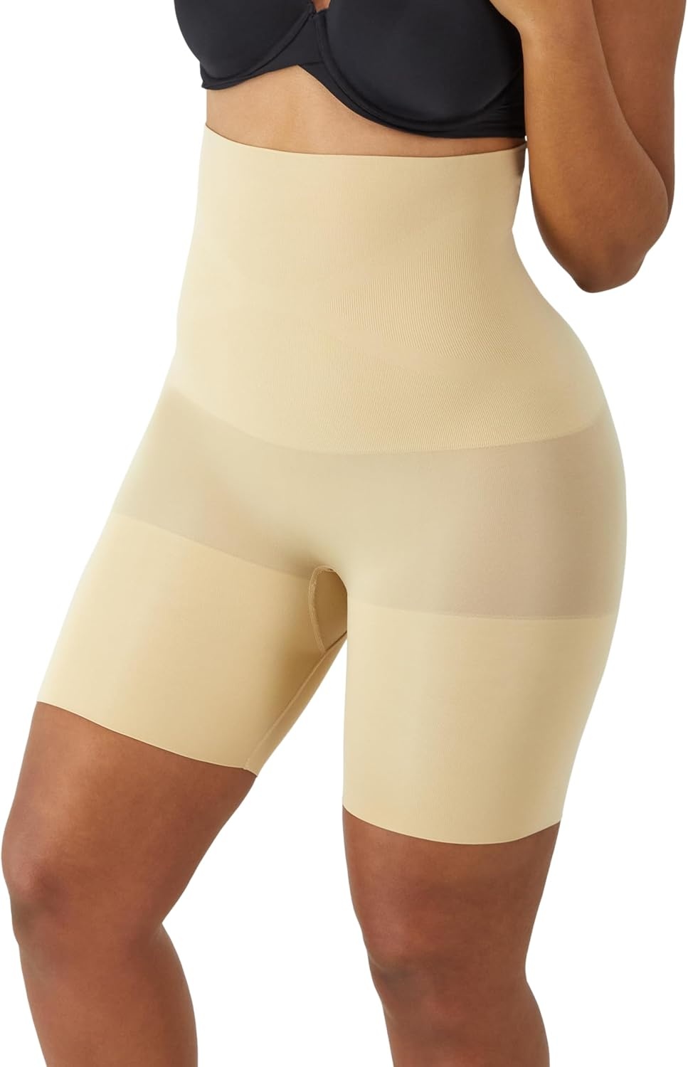 image:imageMaidenform Womens Shapewear Highwaist Thigh Slimmer Tummy Control Thigh Slimmer Seamless Short Firm Control ShapewearLatte Lift
