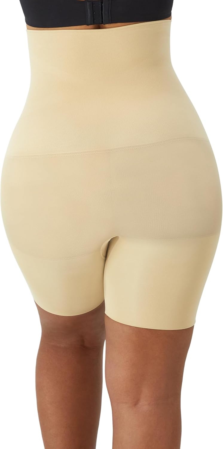 image:imageMaidenform Womens Shapewear Highwaist Thigh Slimmer Tummy Control Thigh Slimmer Seamless Short Firm Control ShapewearLatte Lift