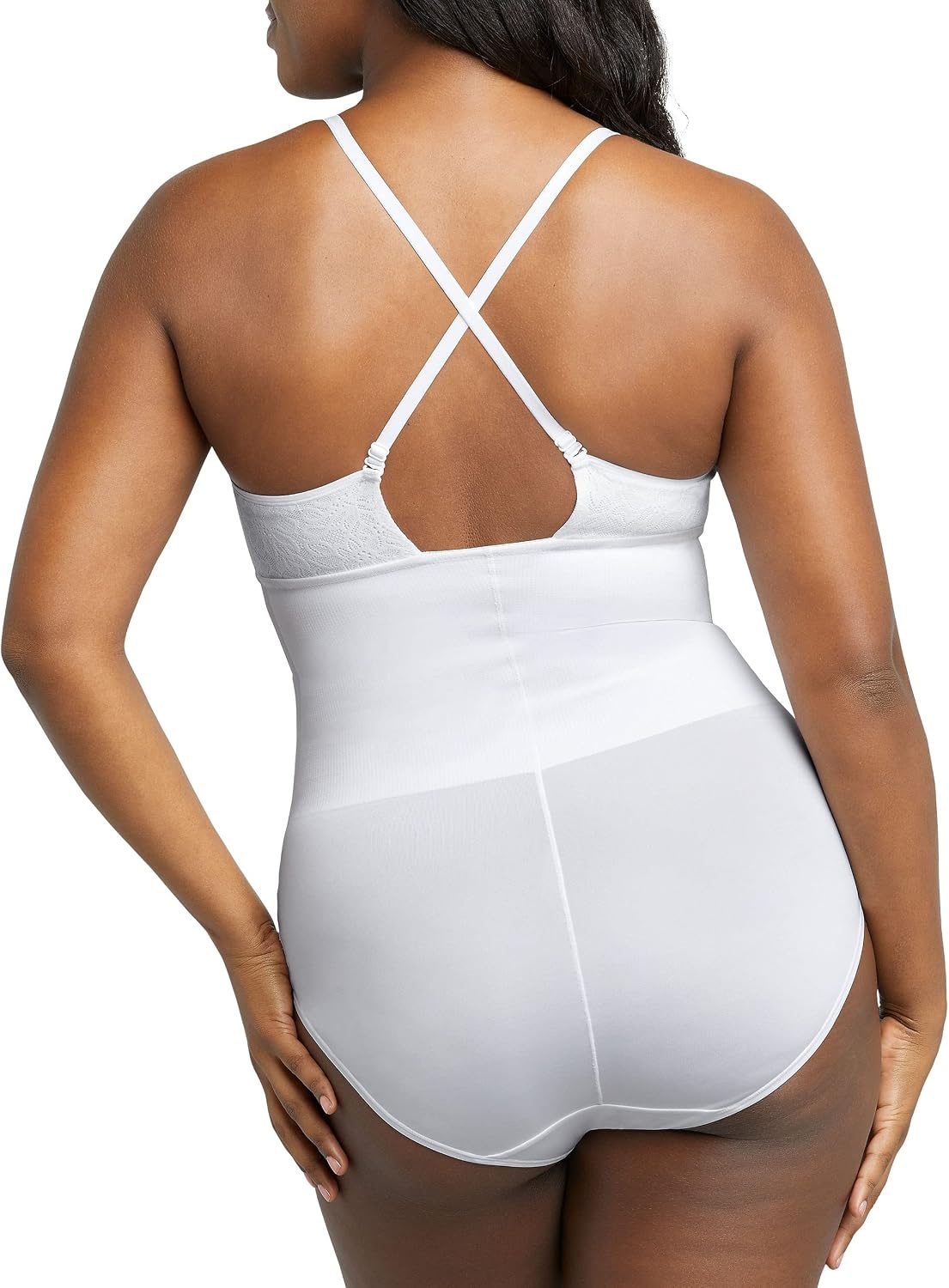 image:imageMaidenform Womens Shapewear Tame Your Tummy Lace Shapewear Firm Tummy Control Wireless Shapewear BodysuitWhite Lace
