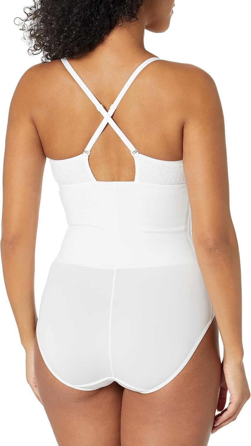 image:imageMaidenform Womens Shapewear Tame Your Tummy Lace Shapewear Firm Tummy Control Wireless Shapewear BodysuitWhite Lace