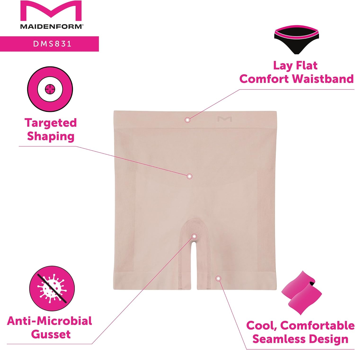 image:imageMaidenform Womens Shapewear for Women Firm Tummy Control Thigh Slimmer Shorts Waist Trainer Seamless SmoothingBronzed Chestnut