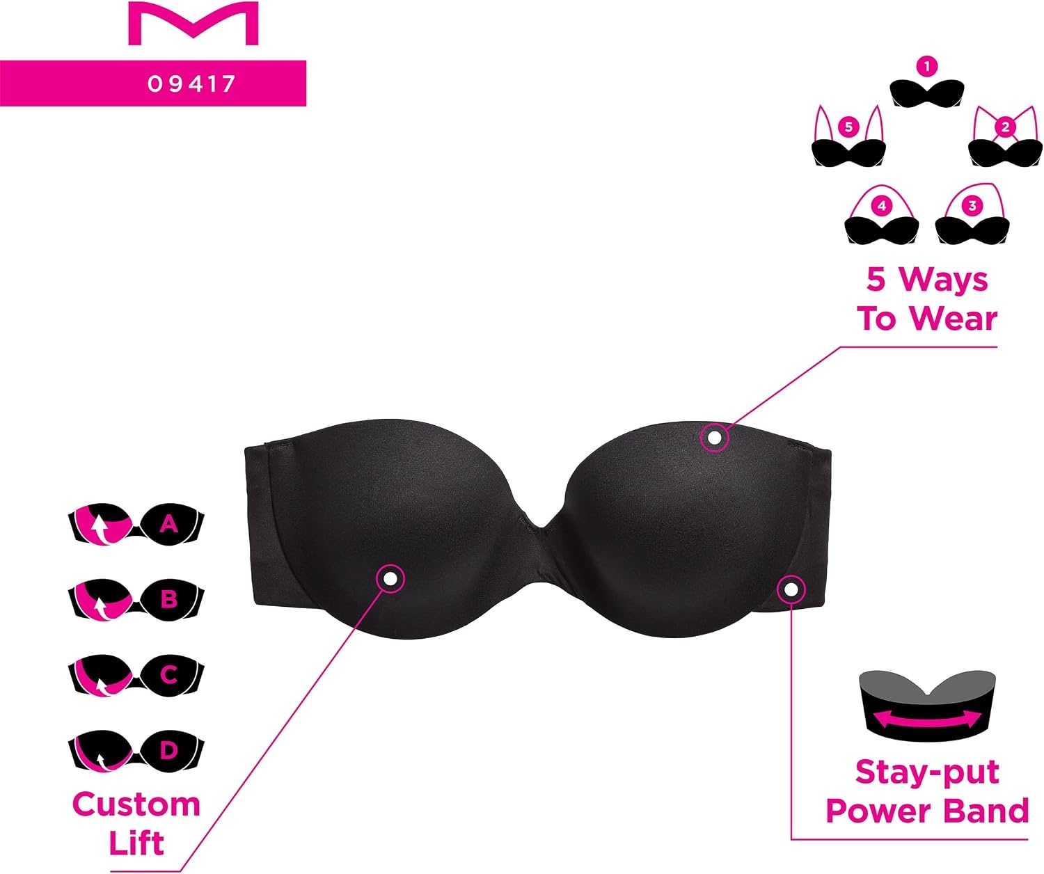 image:imageMaidenform Womens Strapless Bra Custom Lift Underwire Bras for Women Convertible Straps SupportiveLatte Lift