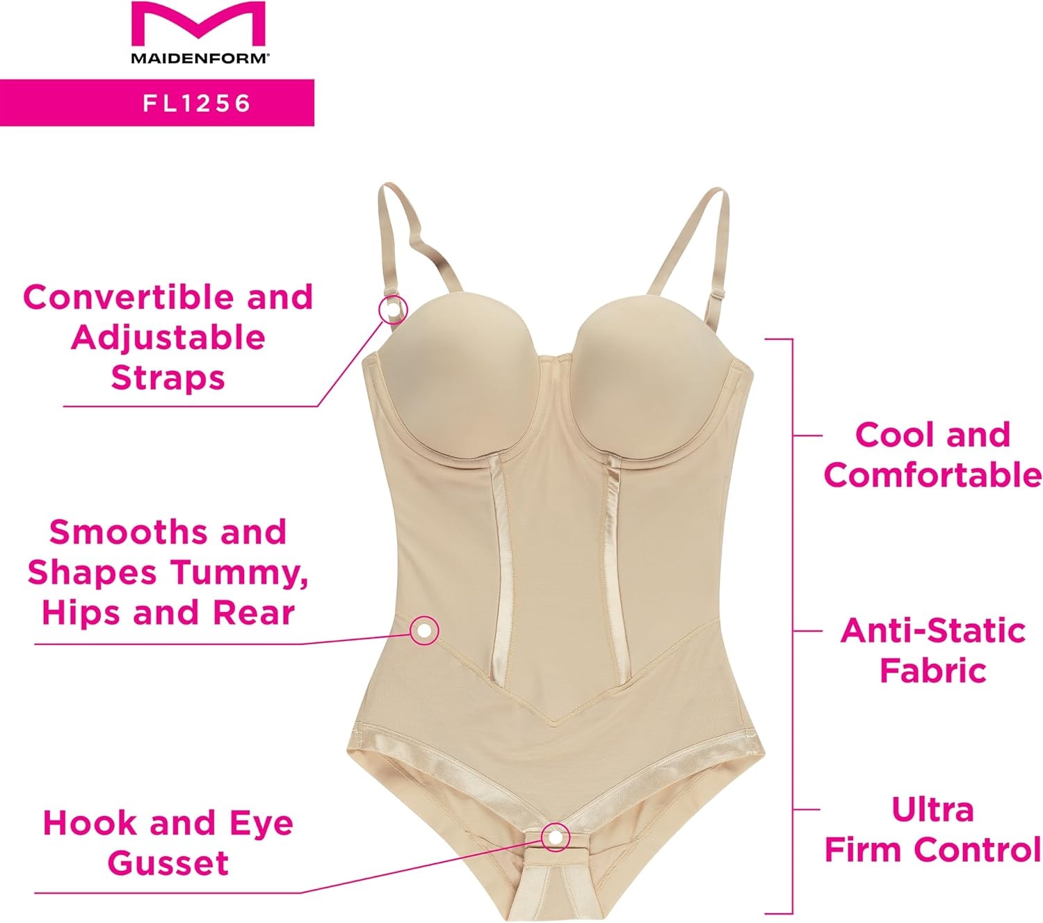 image:imageMaidenform Womens Ultra Firm Control Body Shaper with Convertible BuiltIn Underwire BraLatte Lift