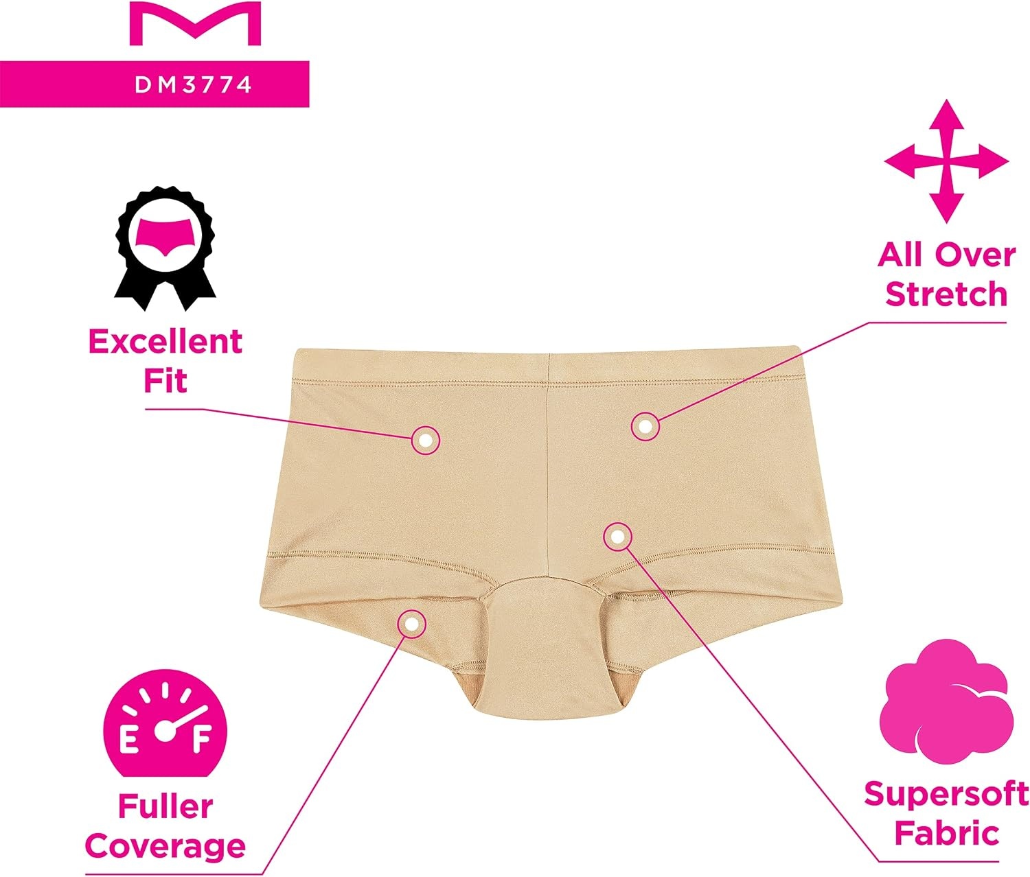 image:imageMaidenform Womens Underwear Boy Shorts Pack 3Pack Microfiber Boy short Underwear Women Pack Coverage Panties for WomenBlackBlackBlack