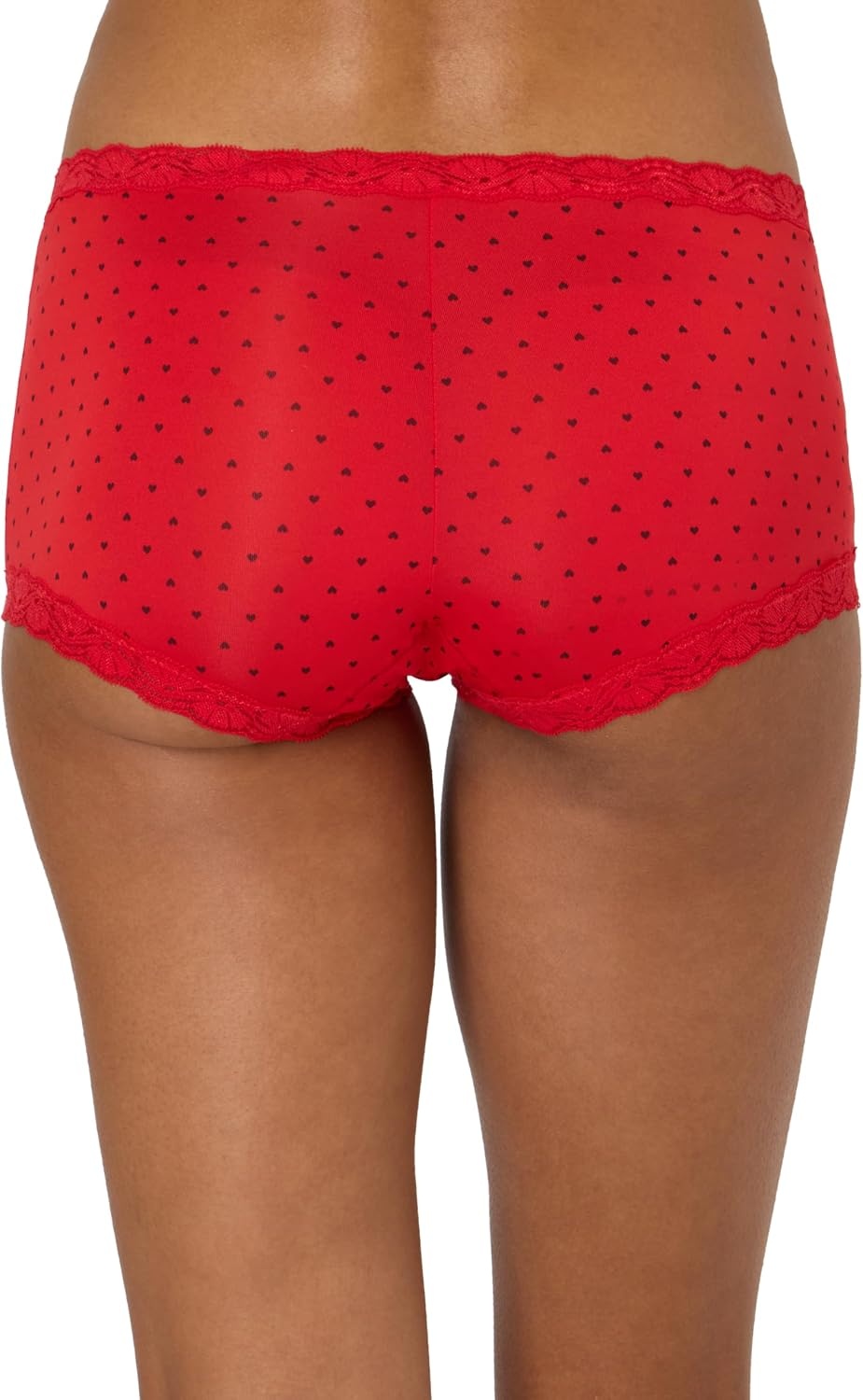 image:imageMaidenform Womens Underwear Boy Shorts Pack 3Pack Microfiber Boy shorts Underwear Women Pack Lace Panties for WomenBlackHeart PrintWhite