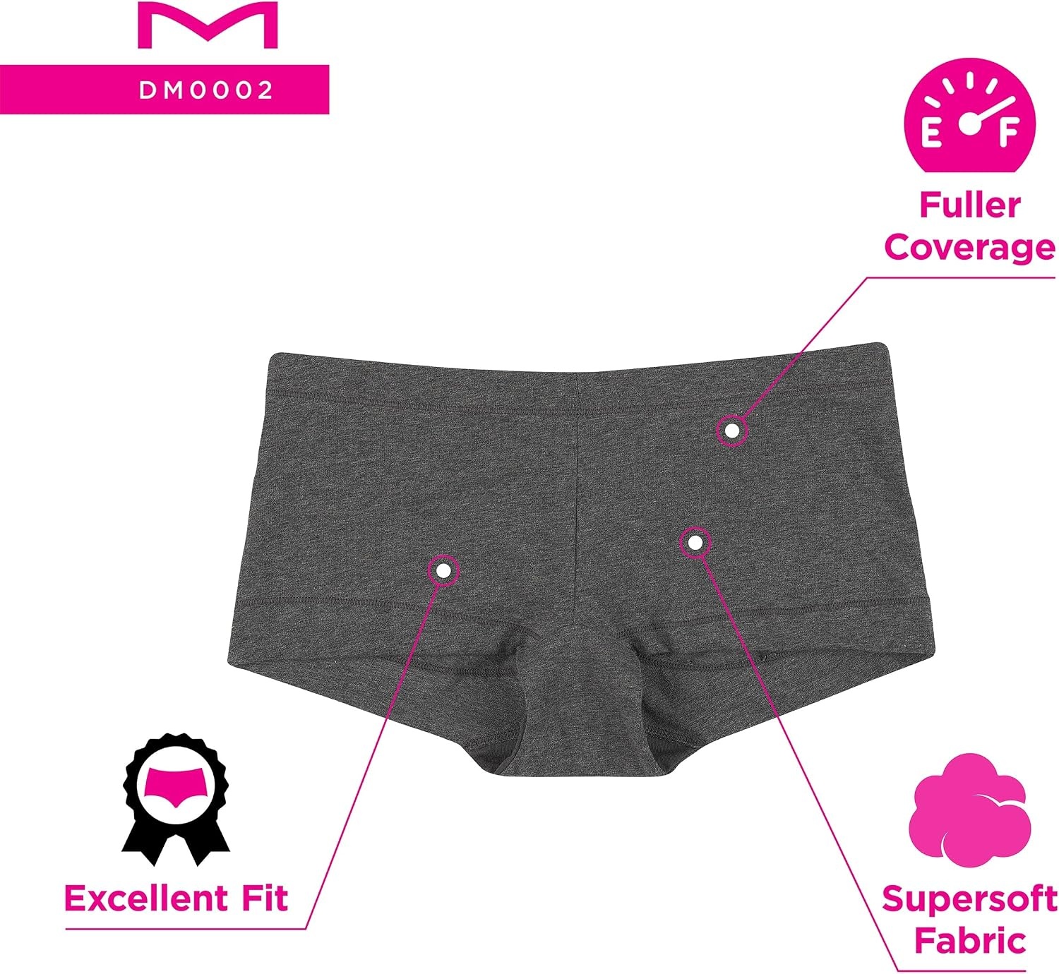 image:imageMaidenform Womens Underwear Boy Shorts Pack 3Pack Stretch Cotton Underwear Women Pack Comfy Boy short Panties for WomenBlue Denim HthrGrey HthrPink Stripe