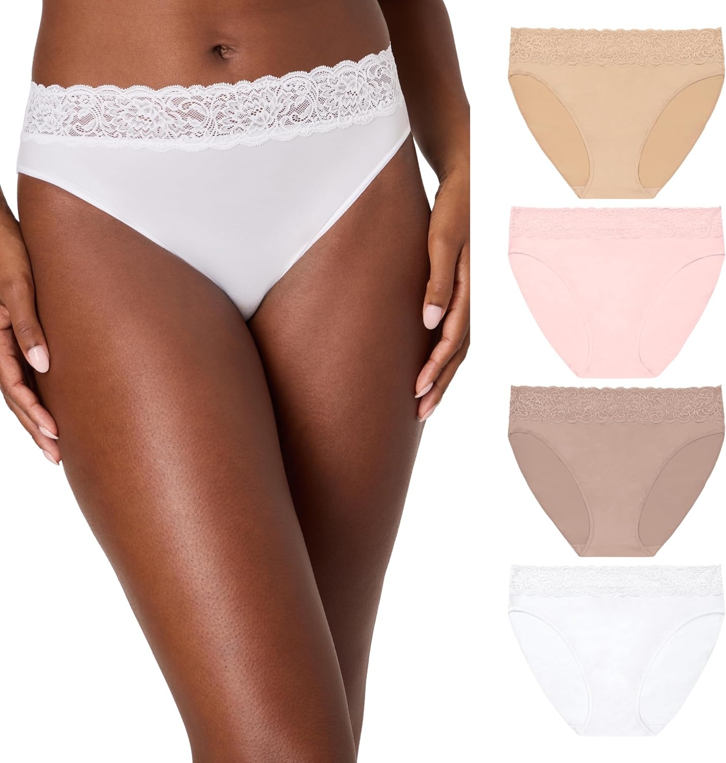 image:imageMaidenform Womens Underwear Briefs 4pack Soft Brief Panties for Women Highrise Panty LaceBallerina SlipperDeep GlowEvening BlushWhite