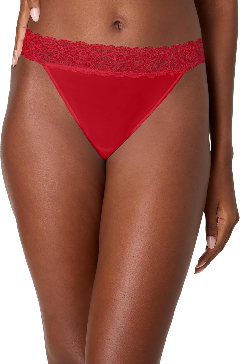 image:imageMaidenform Womens Underwear Thongs 4Pack Soft Thong Panties for Women MidRise Panty Microfiber LaceRedBallerinaBlackEvening Blush