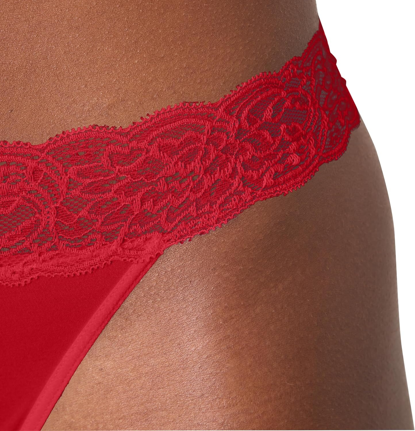 image:imageMaidenform Womens Underwear Thongs 4Pack Soft Thong Panties for Women MidRise Panty Microfiber LaceRedBallerinaBlackEvening Blush