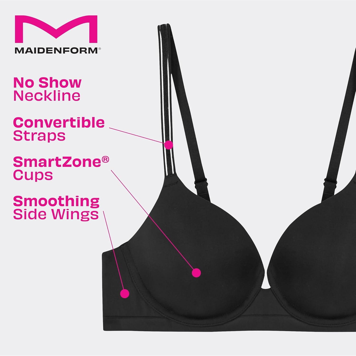 image:imageMaidenform Womens Underwire Bra Barely There NoShow Bra Full Coverage Adjustable amp Convertible StrapsDungaree Blue