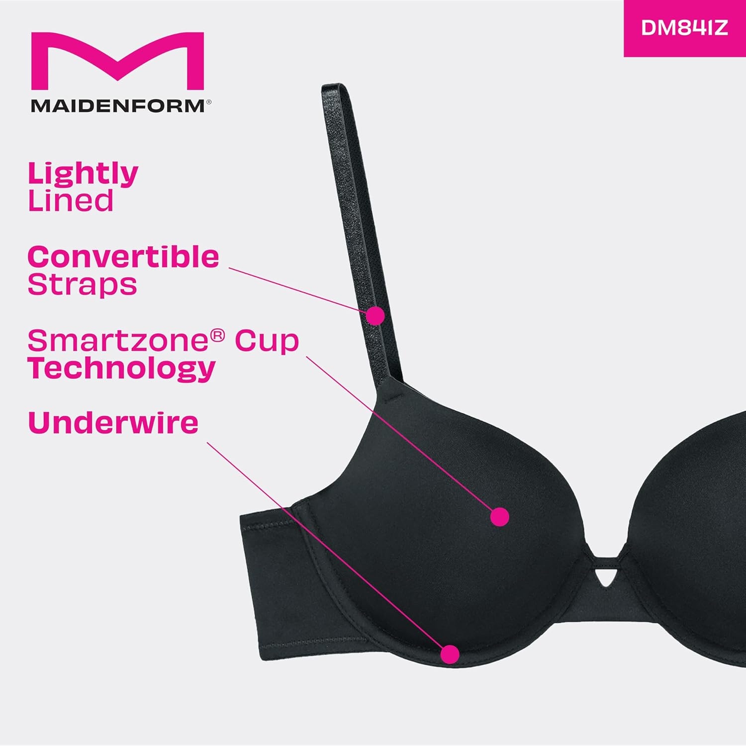 image:imageMaidenform Womens Underwire Bra Demi TShirt Underwire Bra Convertible Bra for Women 2PackAlmondWhite