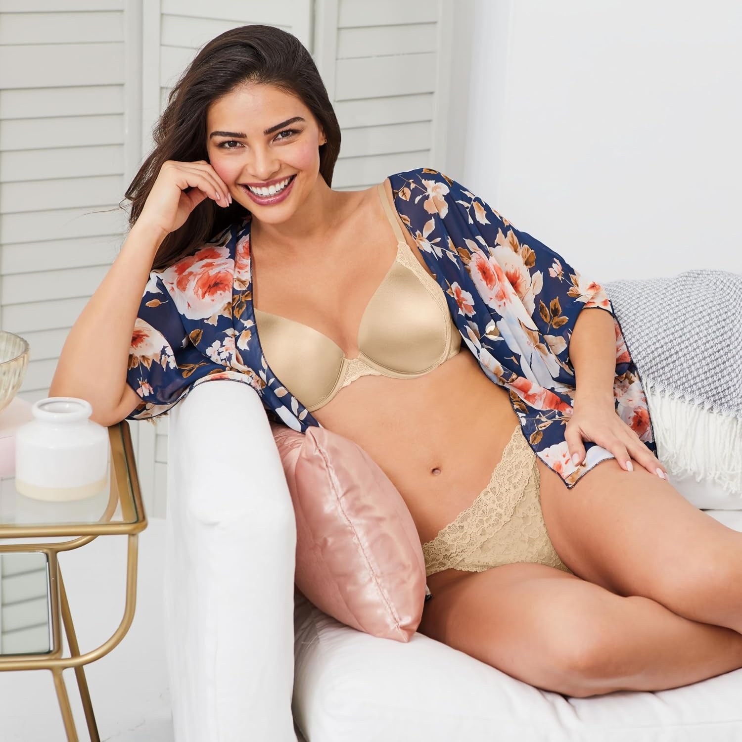 image:imageMaidenform Womens Underwire Bra Natural Boost Demi PushUp TShirt Bras for Women Lace Trim Convertible PlungingLatte Lift