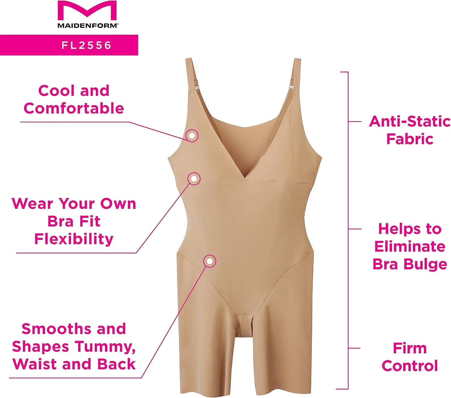 image:imageMaidenform Womens Wear Your Own Bra Singlet Fajas Shapewear FL2556Body Beige