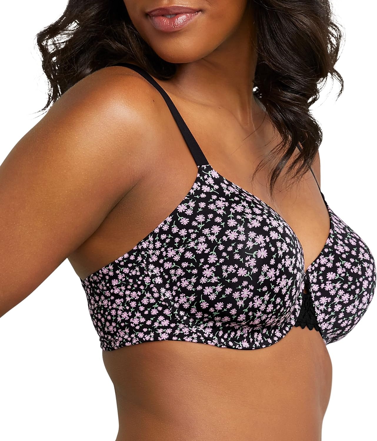 image:imageMaidenform womens One Fab Fit Underwire Bra Microfiber Tshirt Bra Convertible Retired ColorsSlinky Daisy PrintBlack