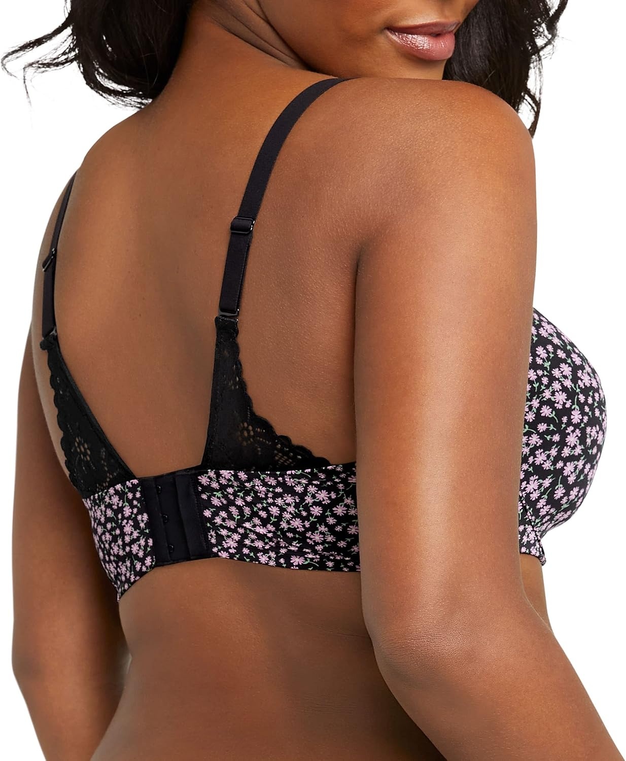 image:imageMaidenform womens One Fab Fit Underwire Bra Microfiber Tshirt Bra Convertible Retired ColorsSlinky Daisy PrintBlack