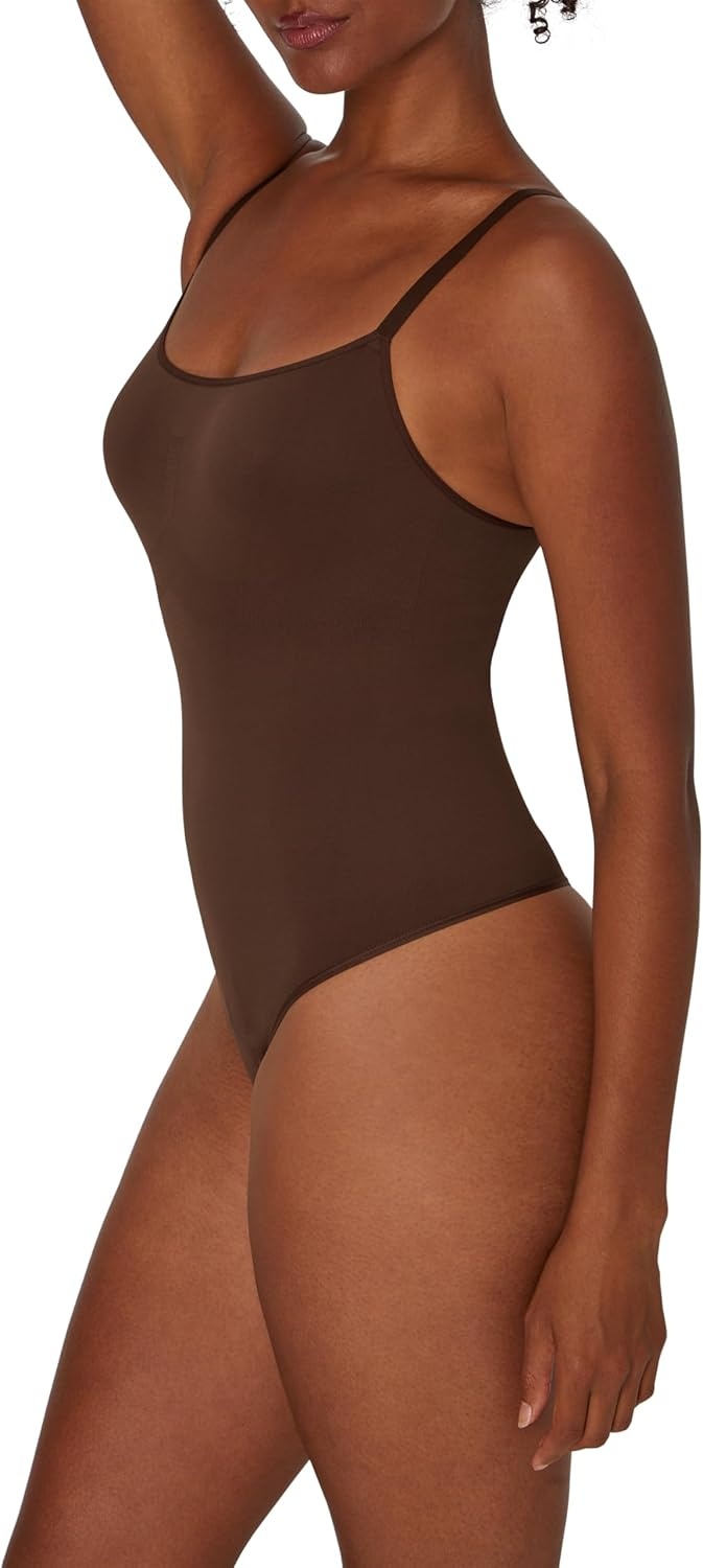image:imageMaidenform womens Seamless Shapewear Tummy Control Thong Bodysuit Firm Control Thong Body ShaperJust Brown